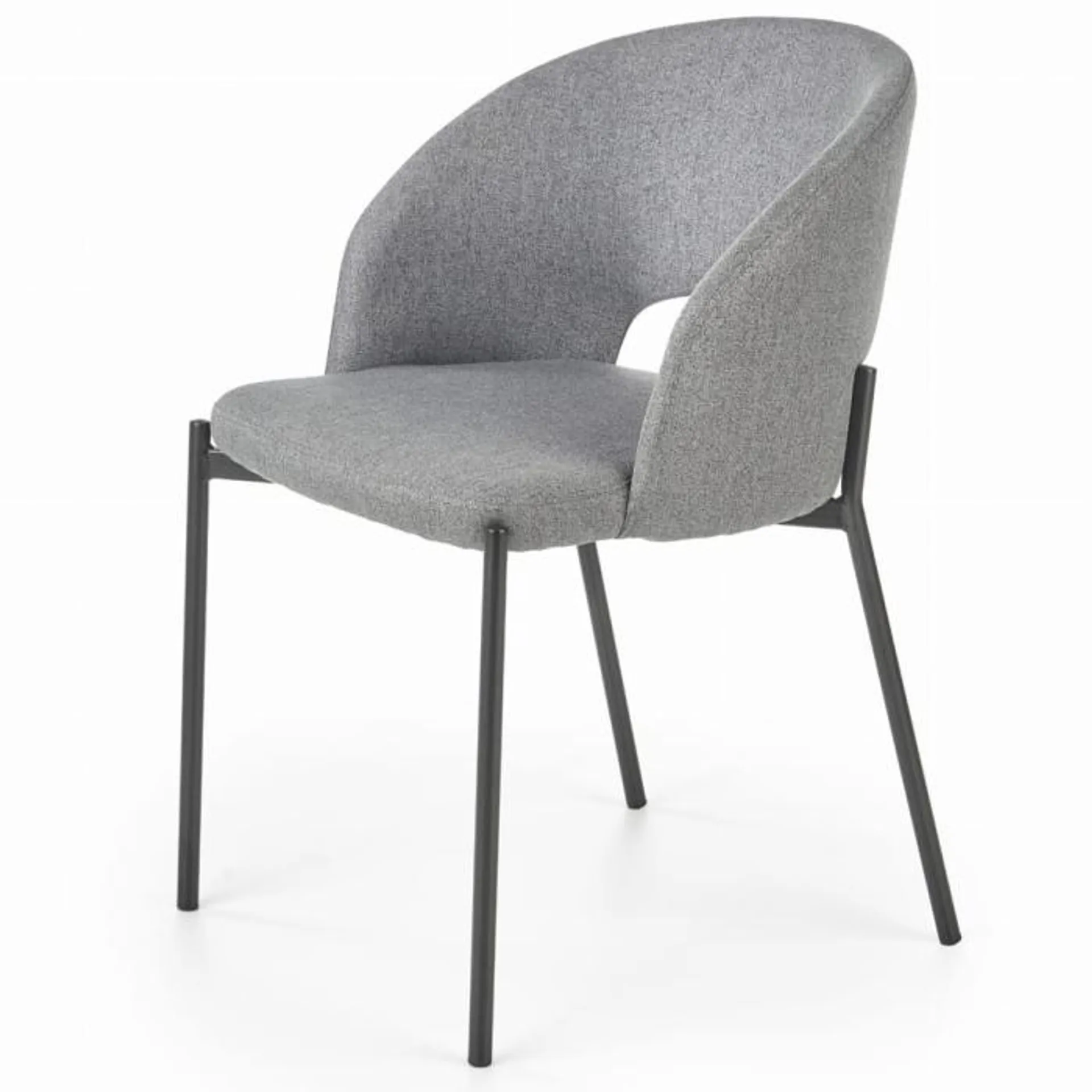 Krzesło tapicerowane do salonu szare nogi metalowe czarne K373
