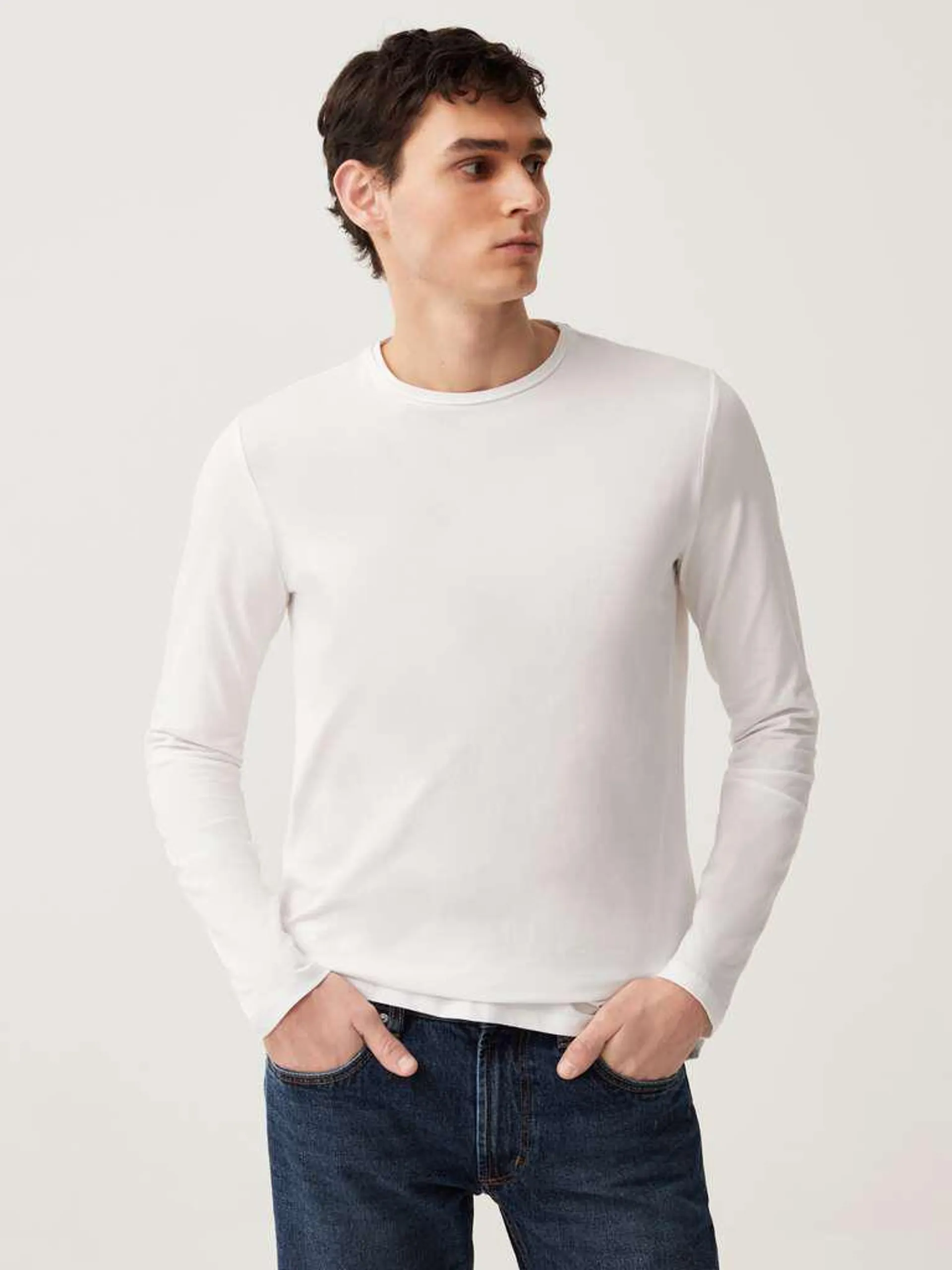 White Long-sleeve T-shirt in jersey