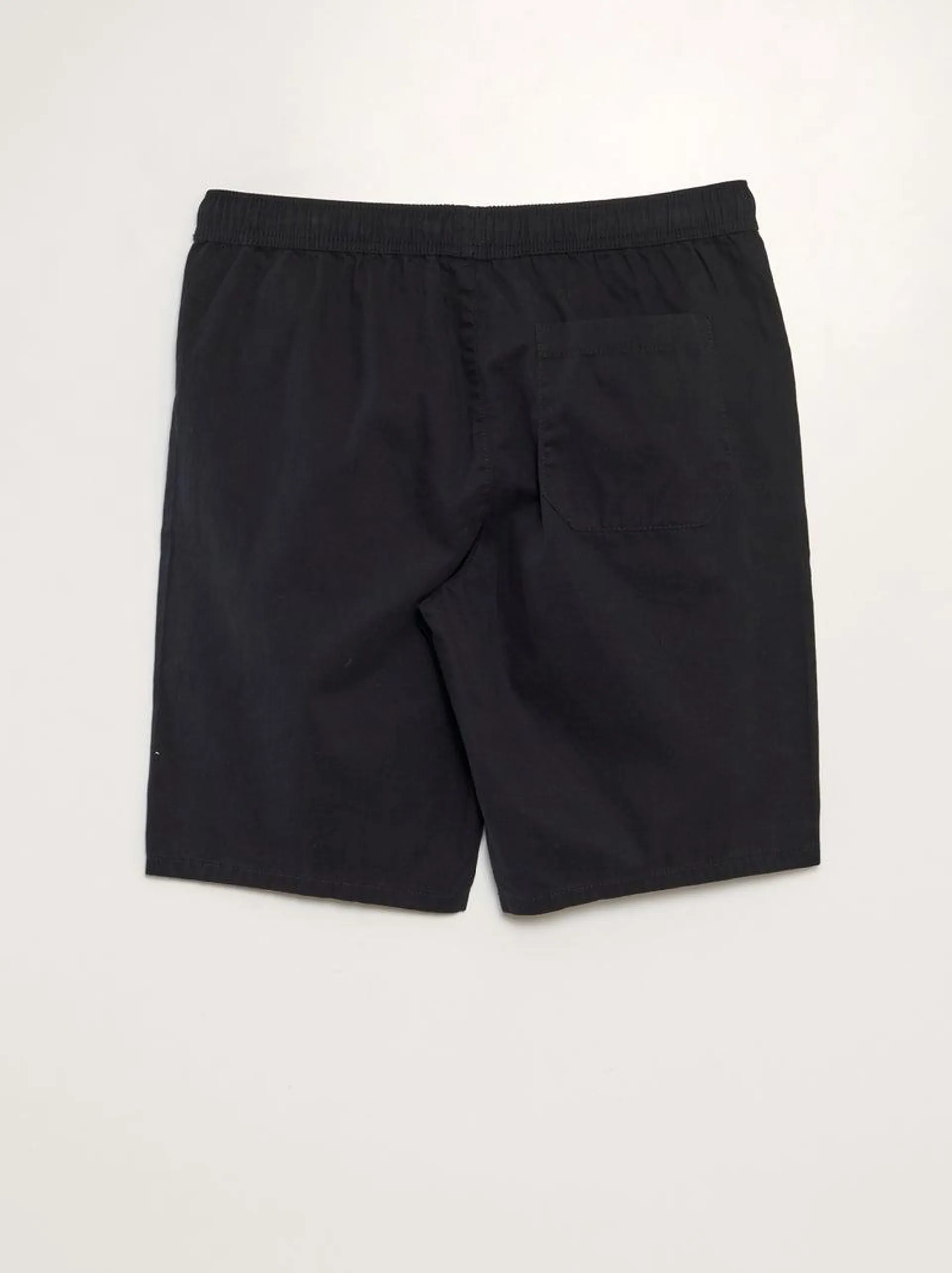 Bermudas chino com cós elástico - Preto