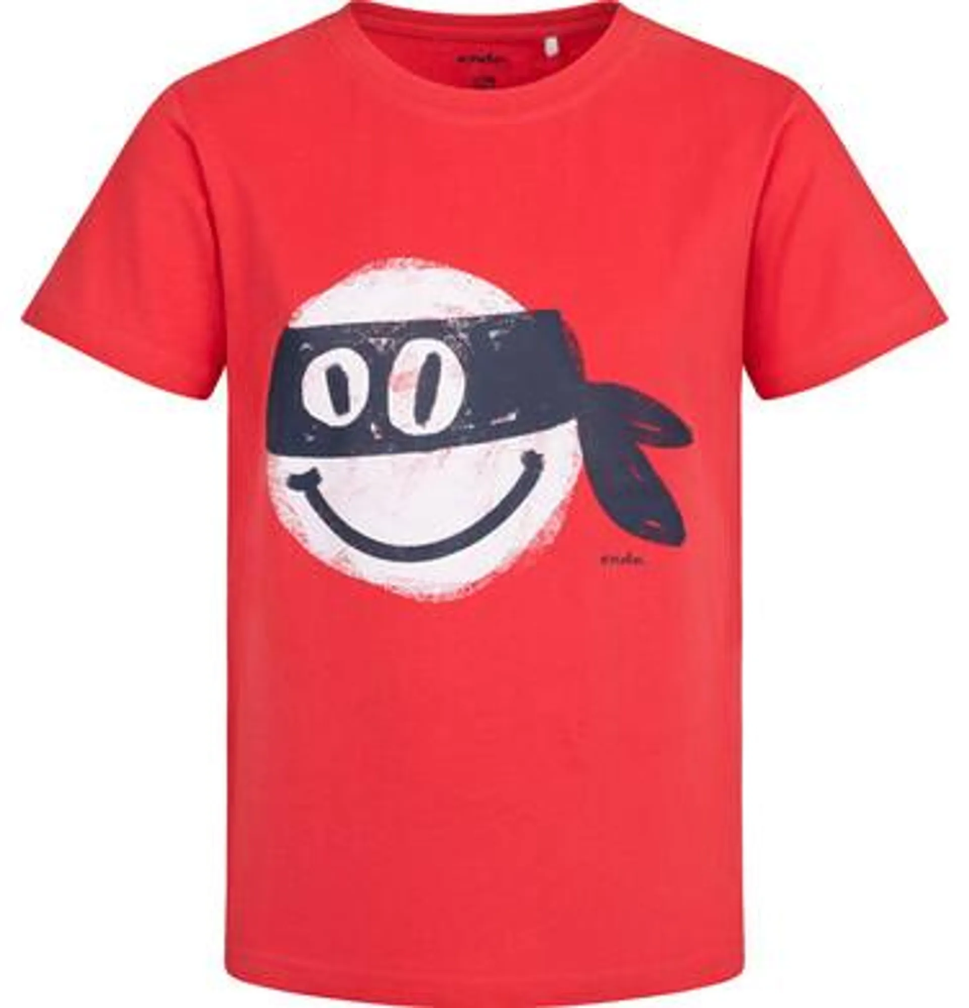 T-shirt z krótkim rękawem dla chłopca, z kolorową buźką ninja, czerwony 3-8 lat