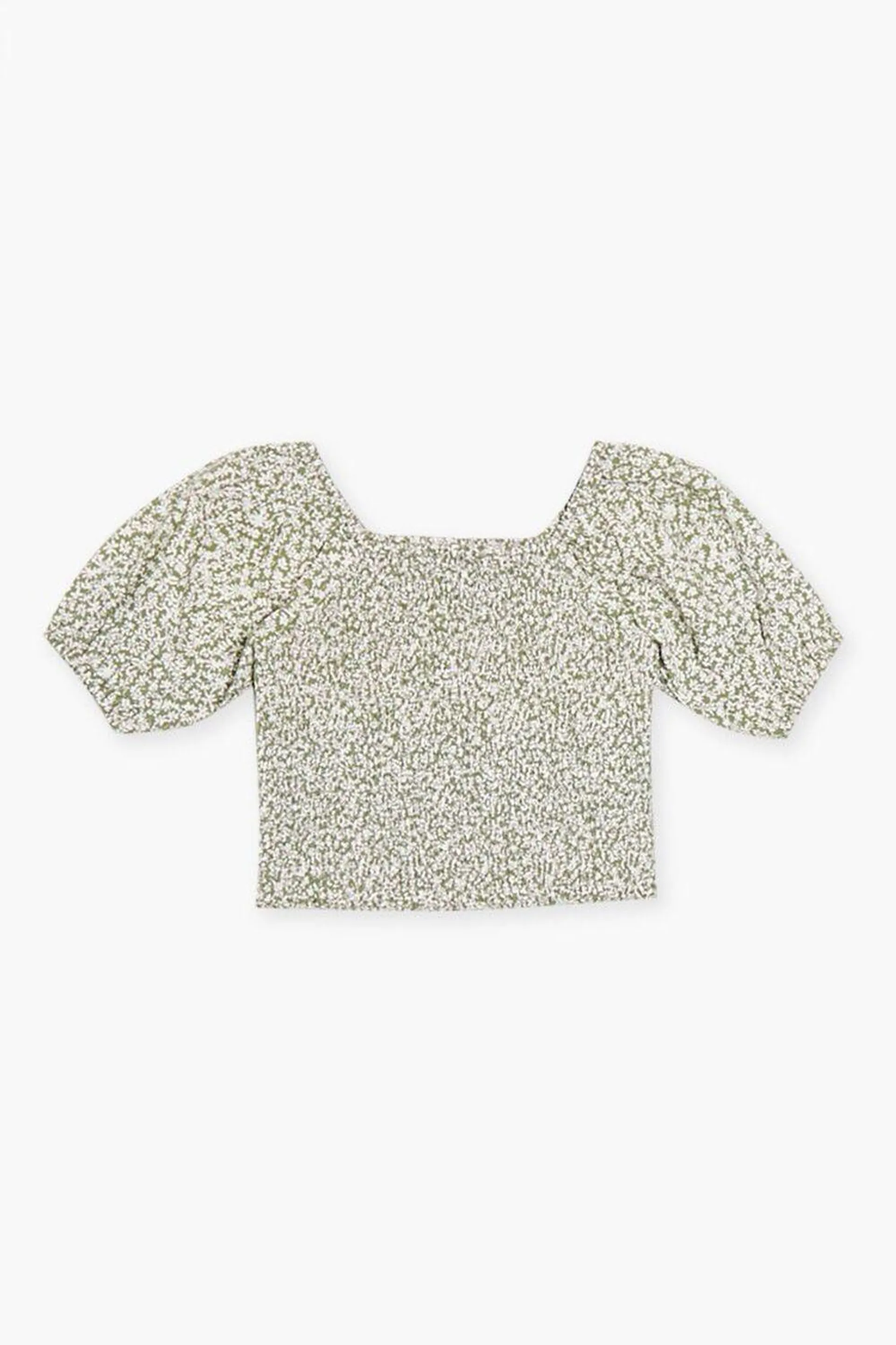 Girls Ditsy Floral Puff-Sleeve Top (Kids)