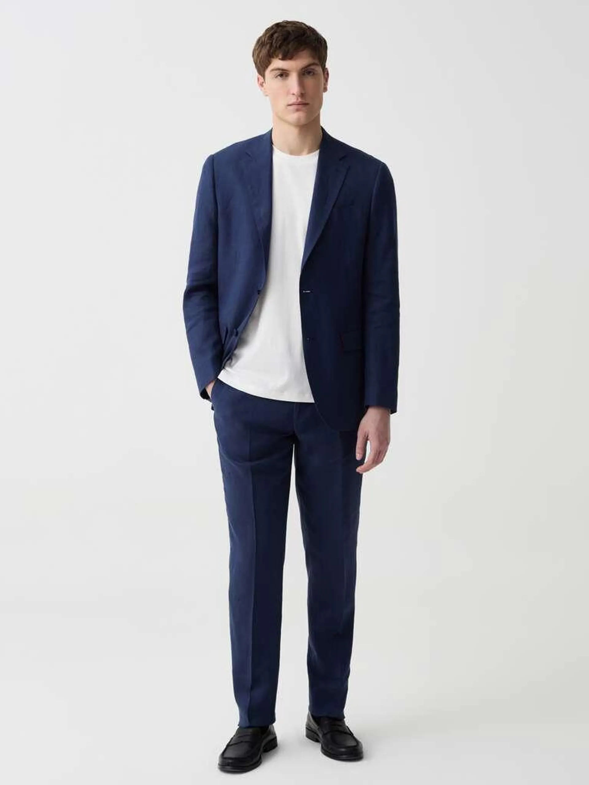 Indigo Blue Slim-fit trousers in linen