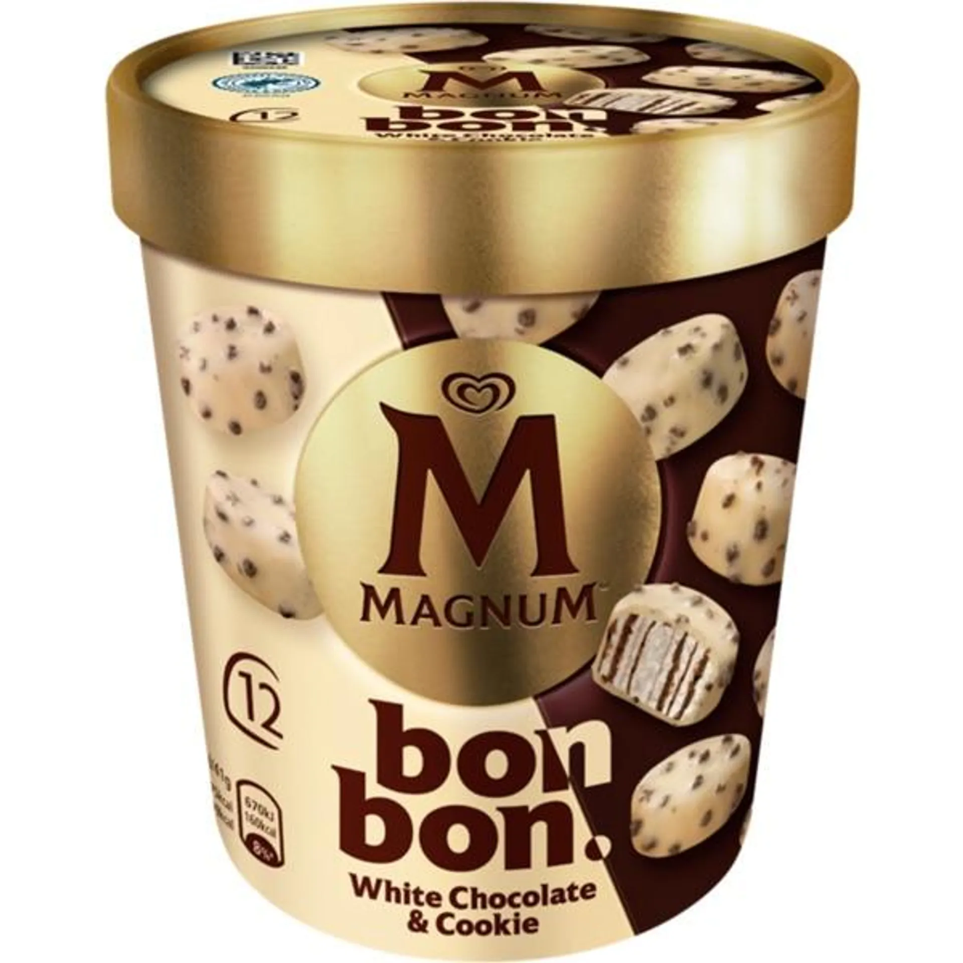 Magnum Gelado Bombons Chocolate Branco e Cookies embalagem 204 ml Olá