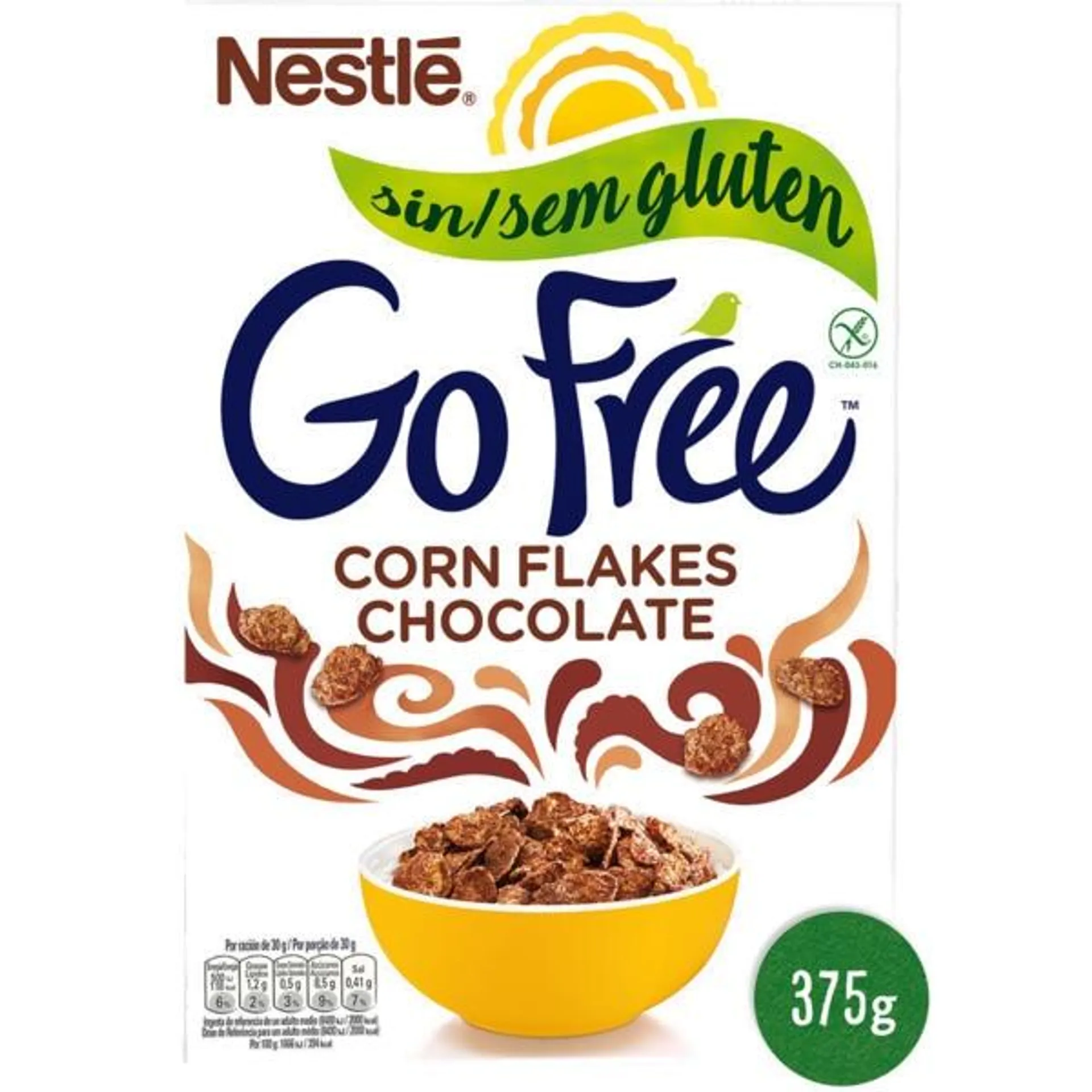 Corn Flakes Cereais de Milho com Chocolate sem Glúten embalagem 375 g Nestlé