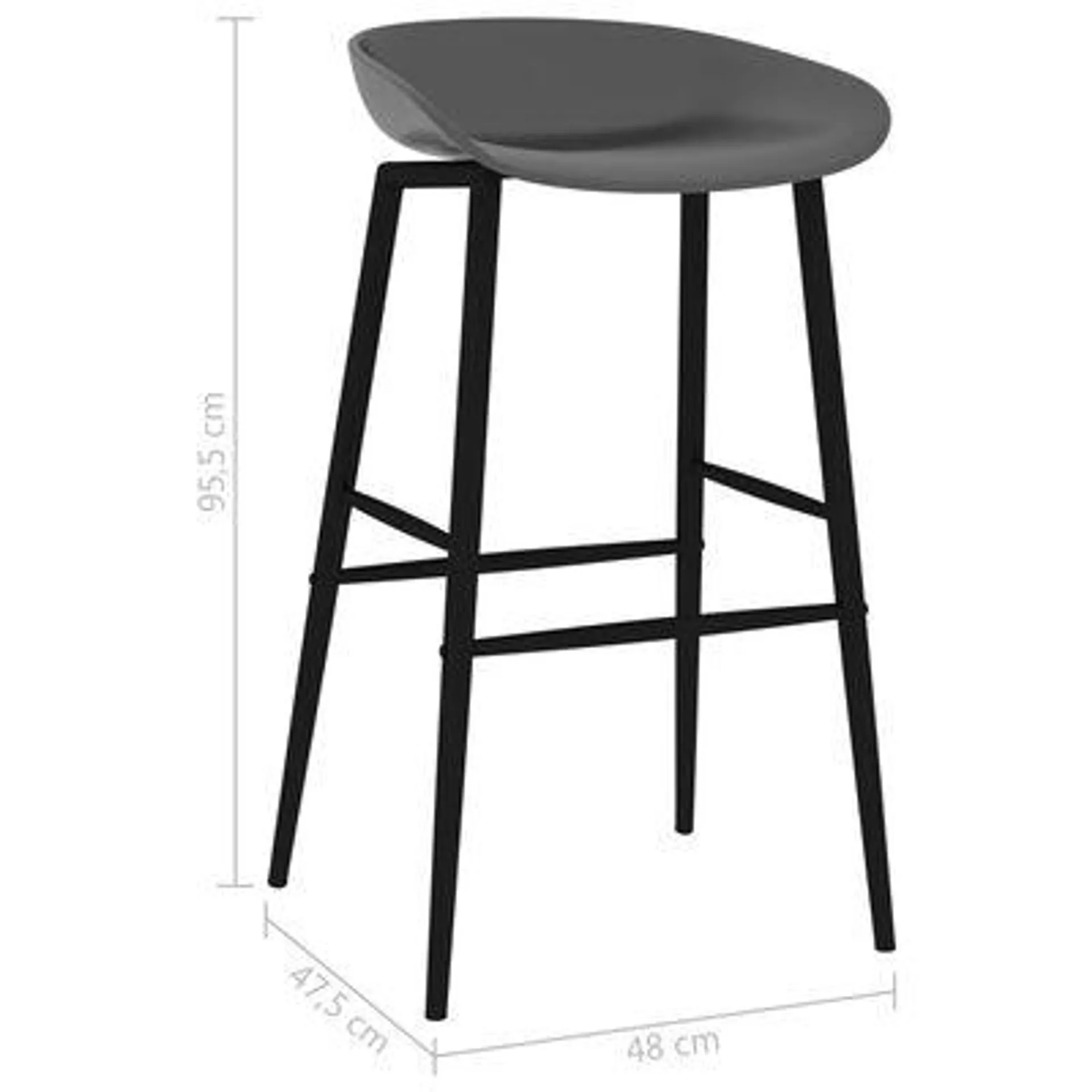 vidaXL Cadeiras de bar 2 pcs cinzento