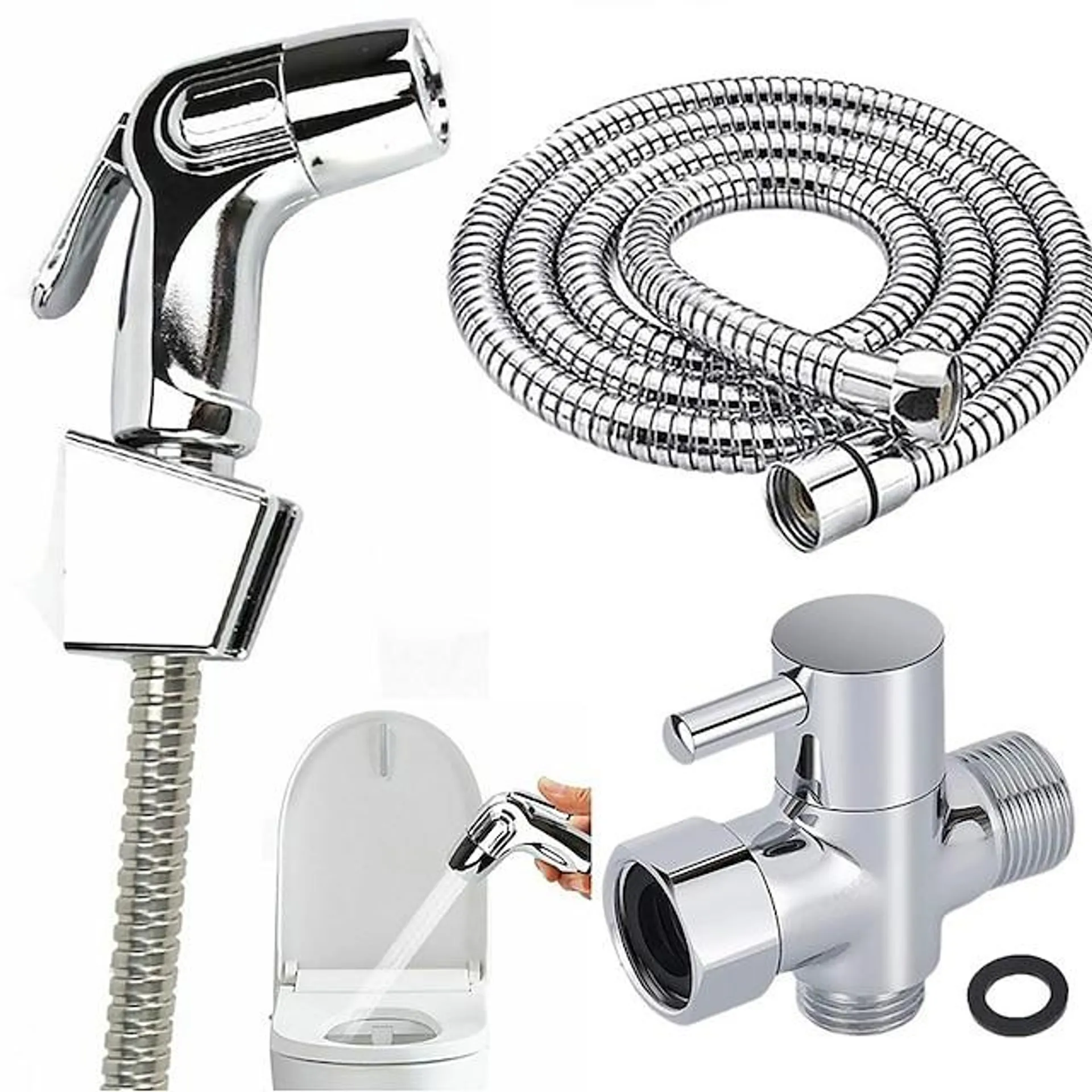 handheld wc bidet sproeier set kit rvs hand bidet kraan voor badkamer handheld douchekop nozzle slang set wc sprinkler docking handdouche handheld toilet sproeier accessoires