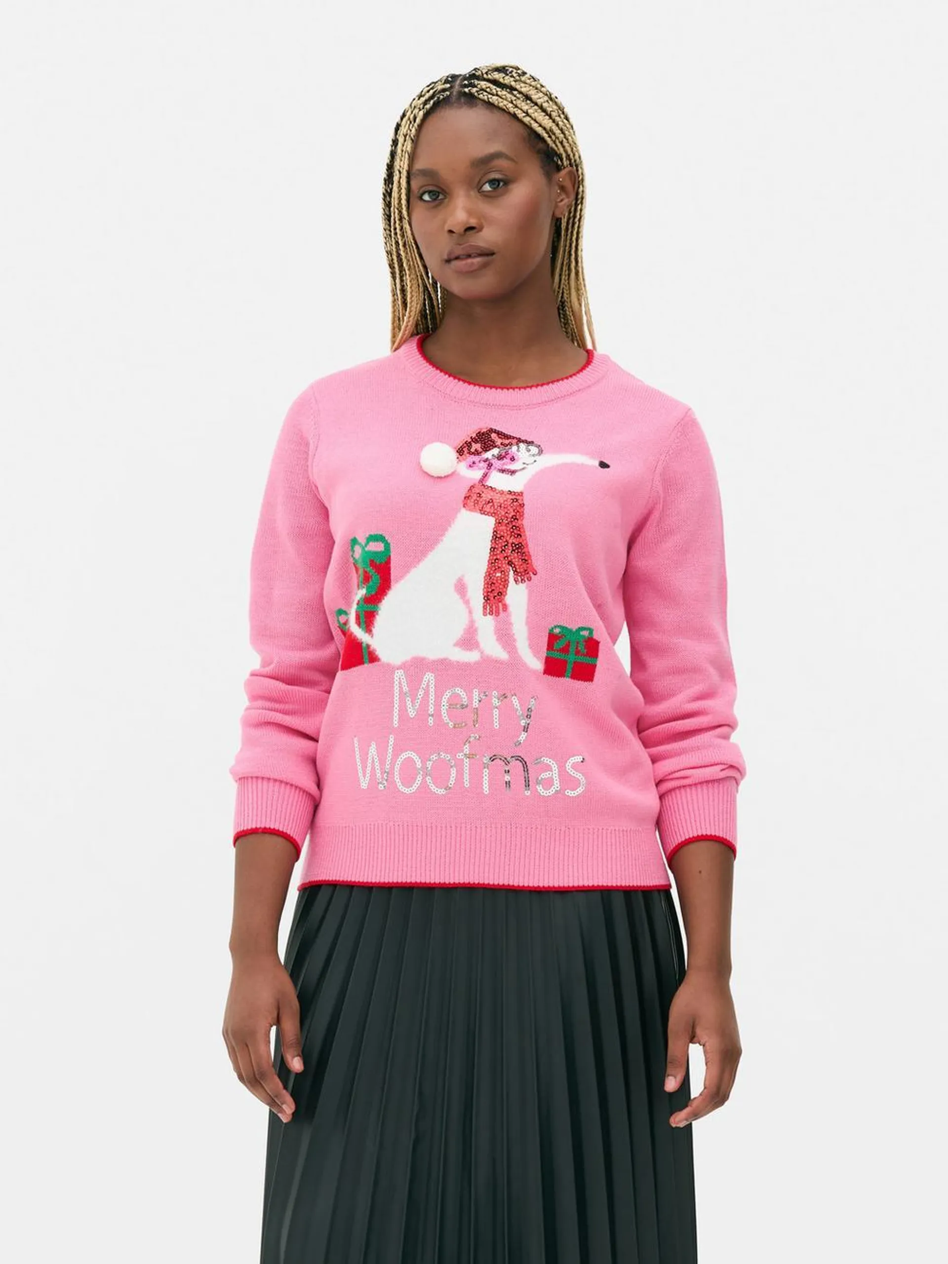 Women's Chic Dog Christmas Jumper