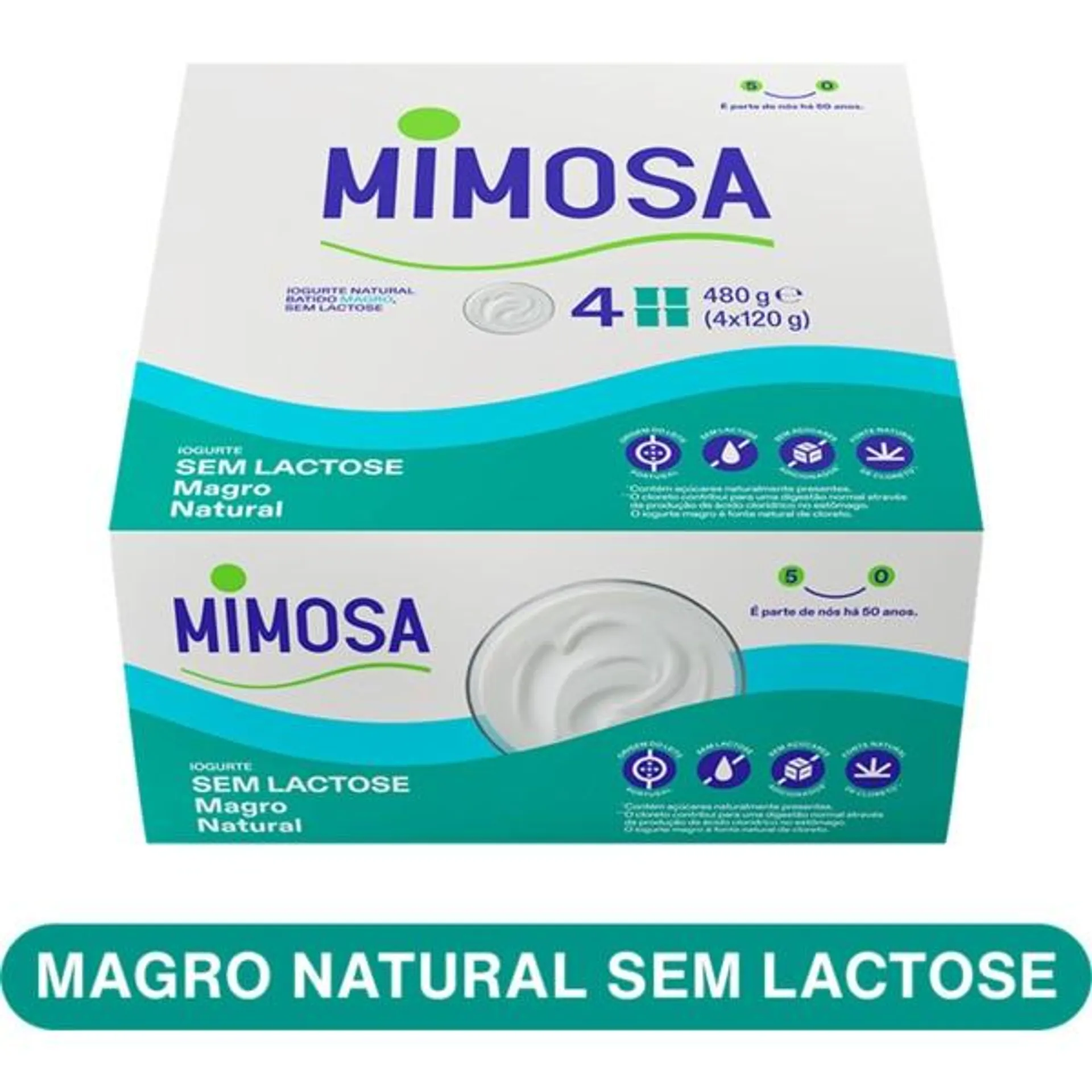 Bem Especial Iogurte Magro Natural 0% Lactose Pack 4 embalagem 120 ml Mimosa