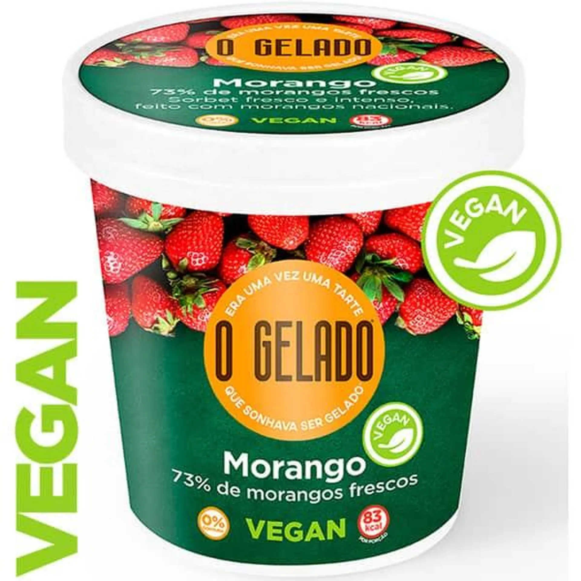 Gelado de Morango Vegan embalagem 460 ml O Gelado