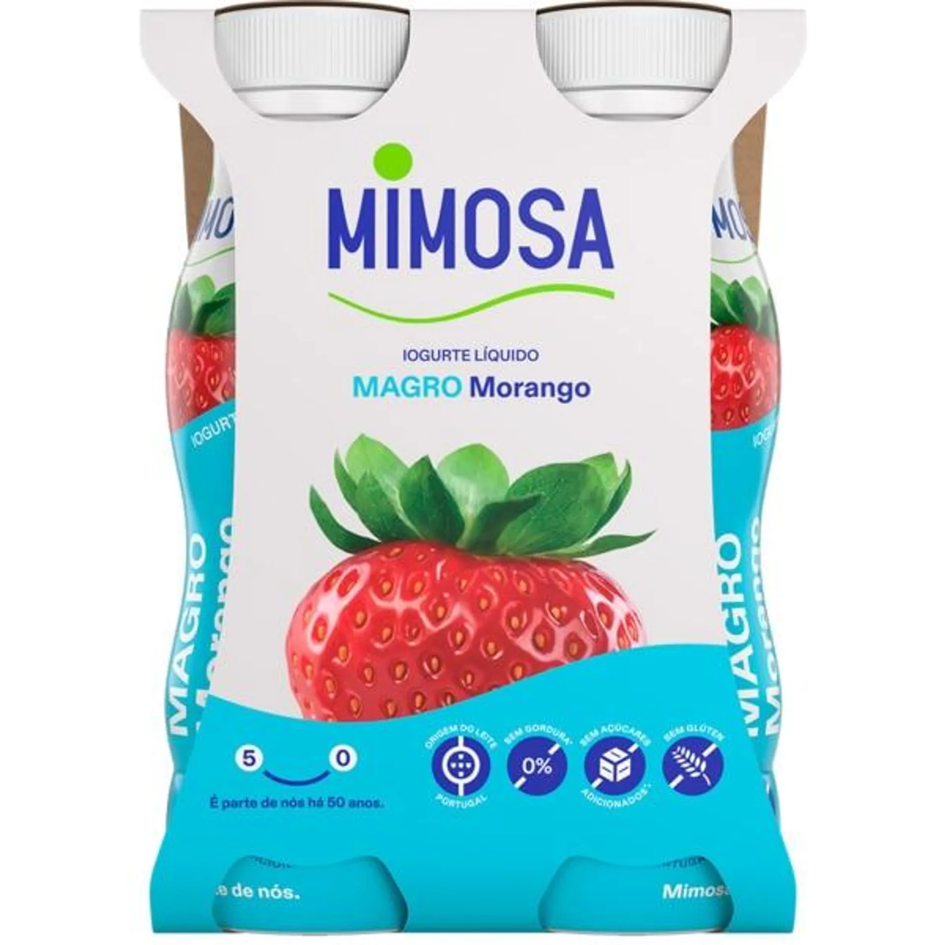 Iogurte Líquido Magro de Morango Pack 4 unidades embalagem 151 ml Mimosa