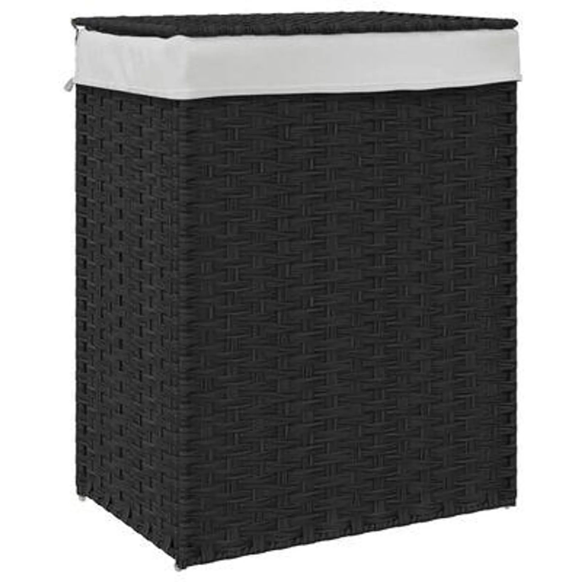 vidaXL Cesto para roupa suja com tampa 46x33x60 cm vime PE preto