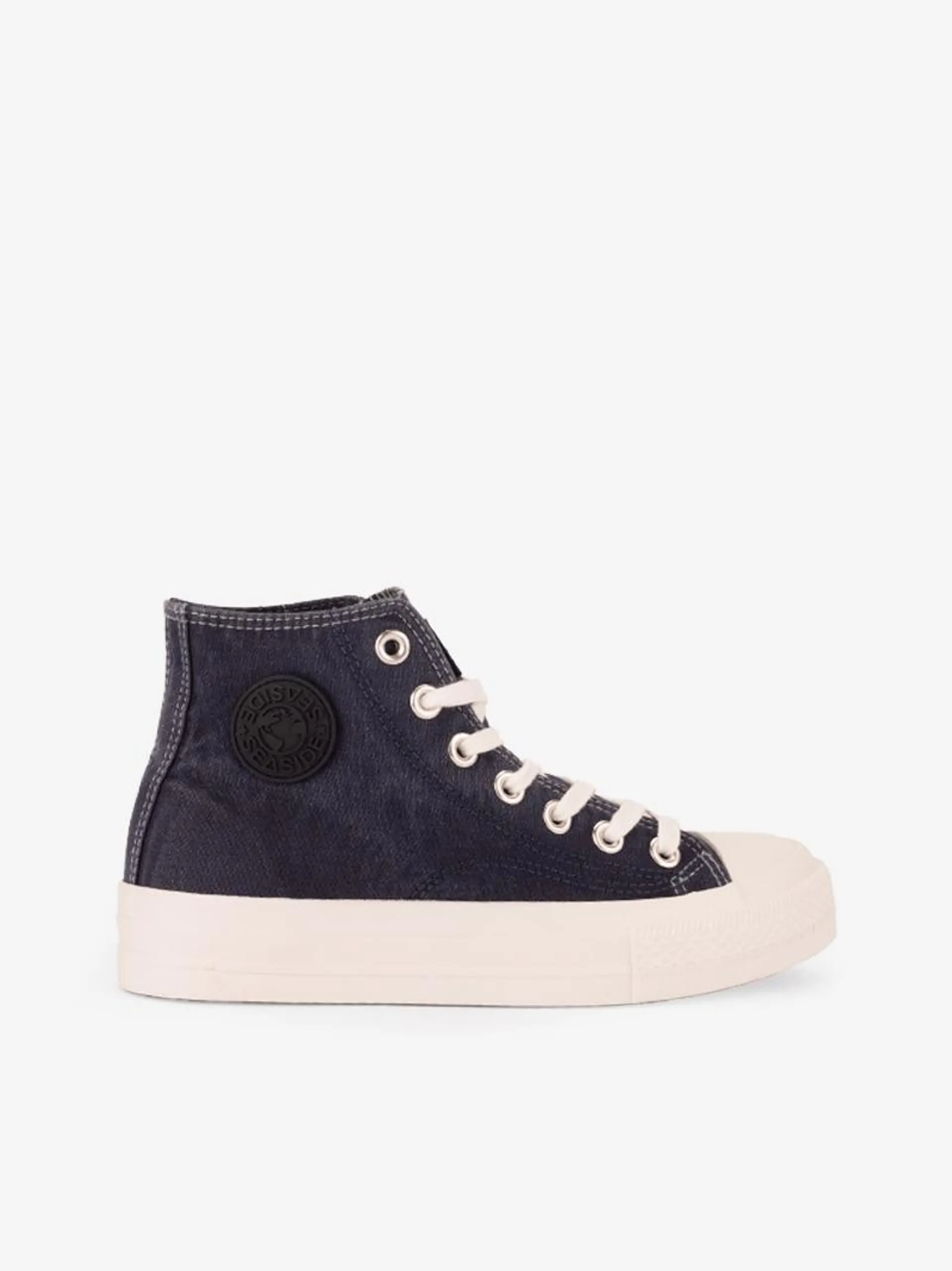 TÉNIS HI TOP EM WASHED CANVAS DE ATACADOR COM CUPSOLE VULCANIZADA