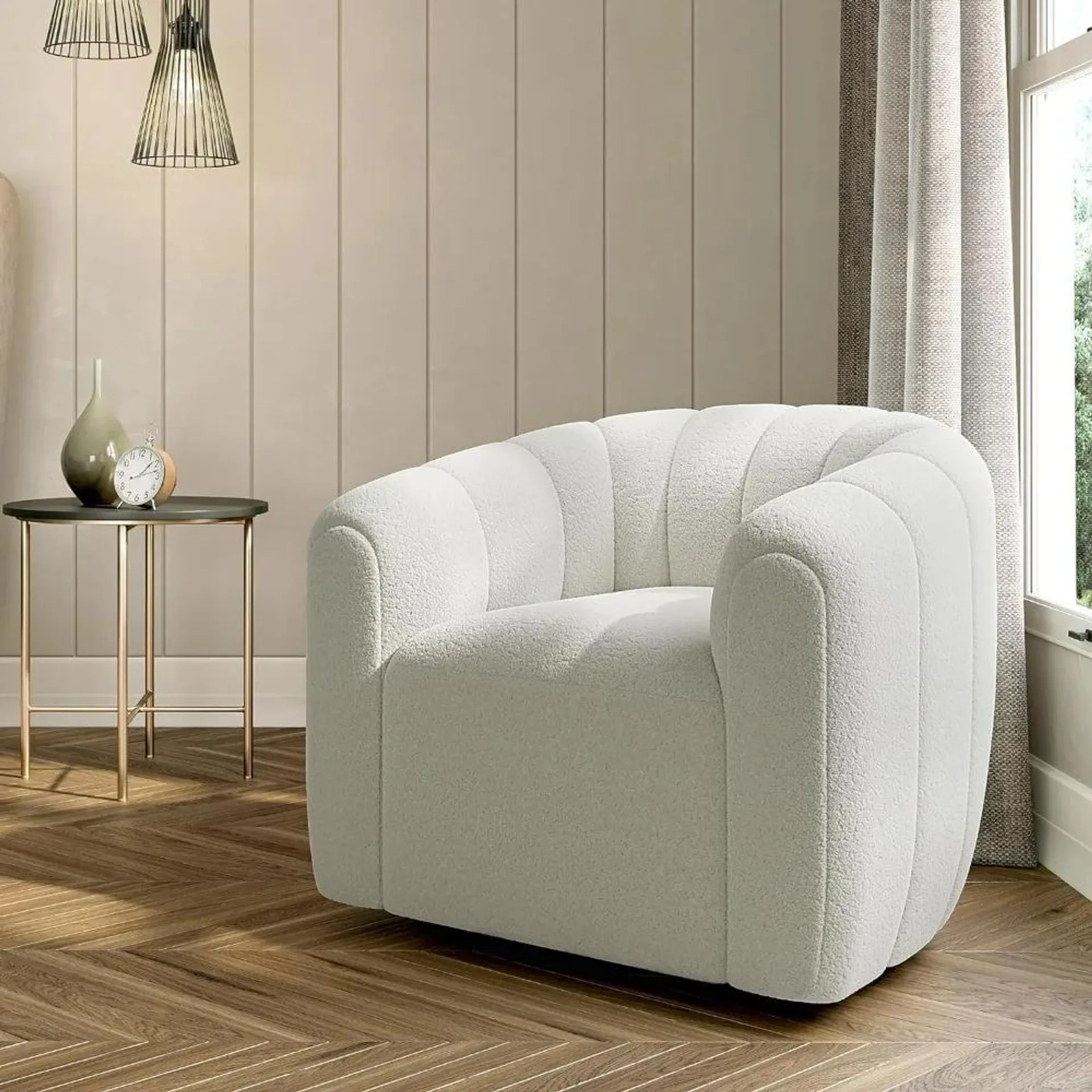 Modern Round Armchairs with Wide Upholstered, Comfy Swivel Accent Chair for Living Room Bedroom Office，living room chairs