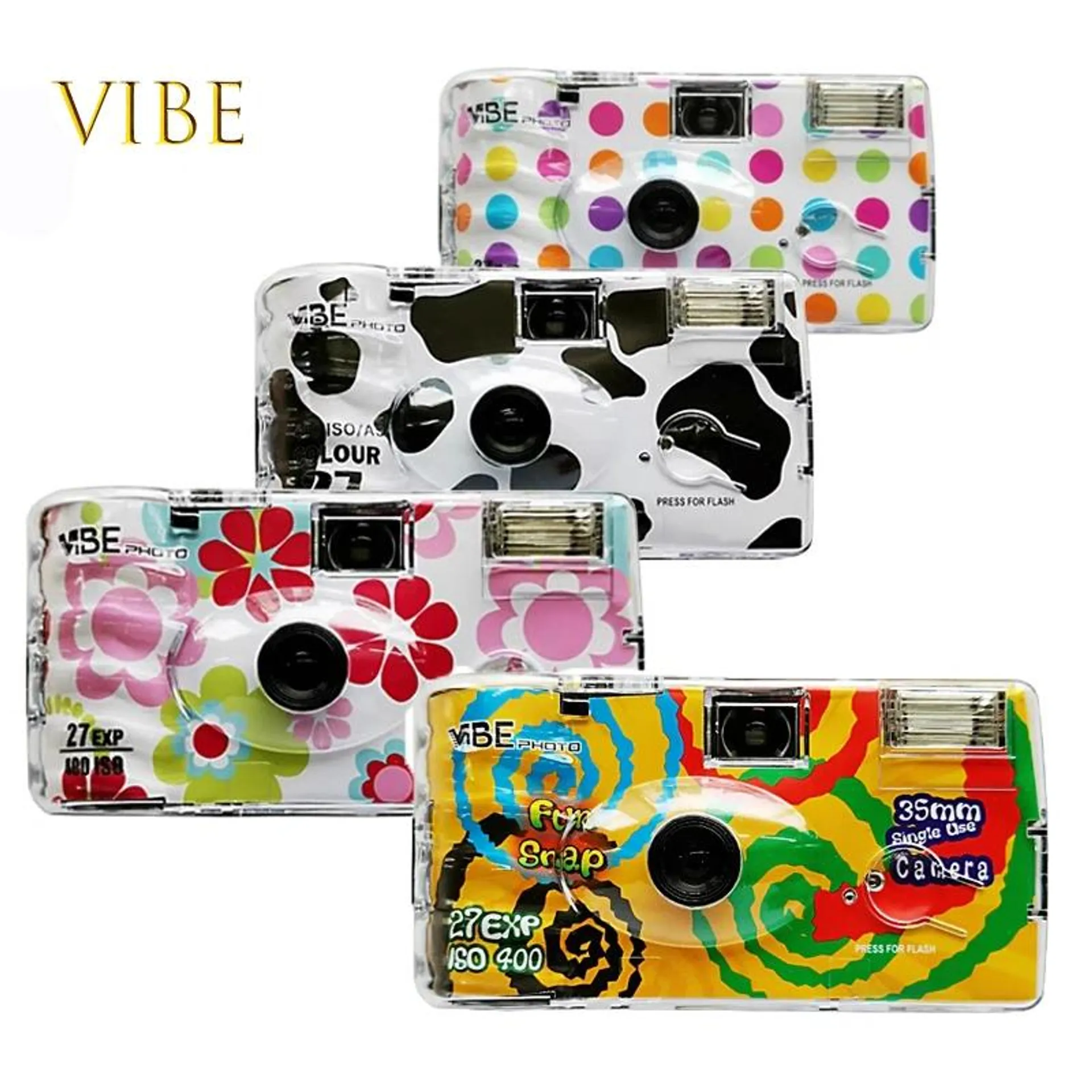 German VIBE 135 disposable film camera -6 models of dazzling iso400 with flash. 27 photos, valid on December 2023