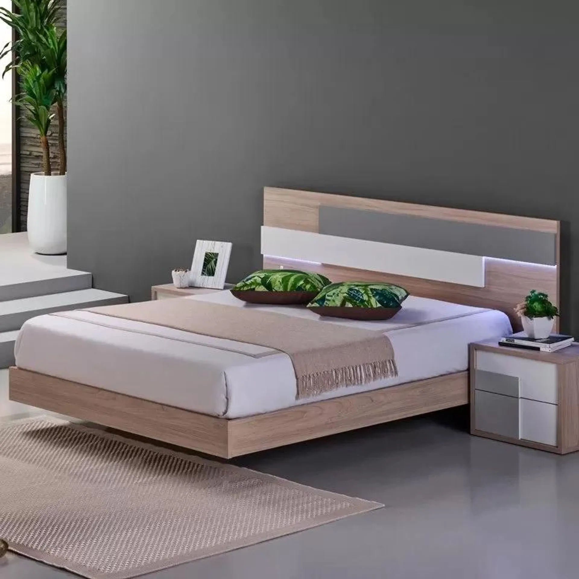 Cama Premium 02 Carvalho/Branco