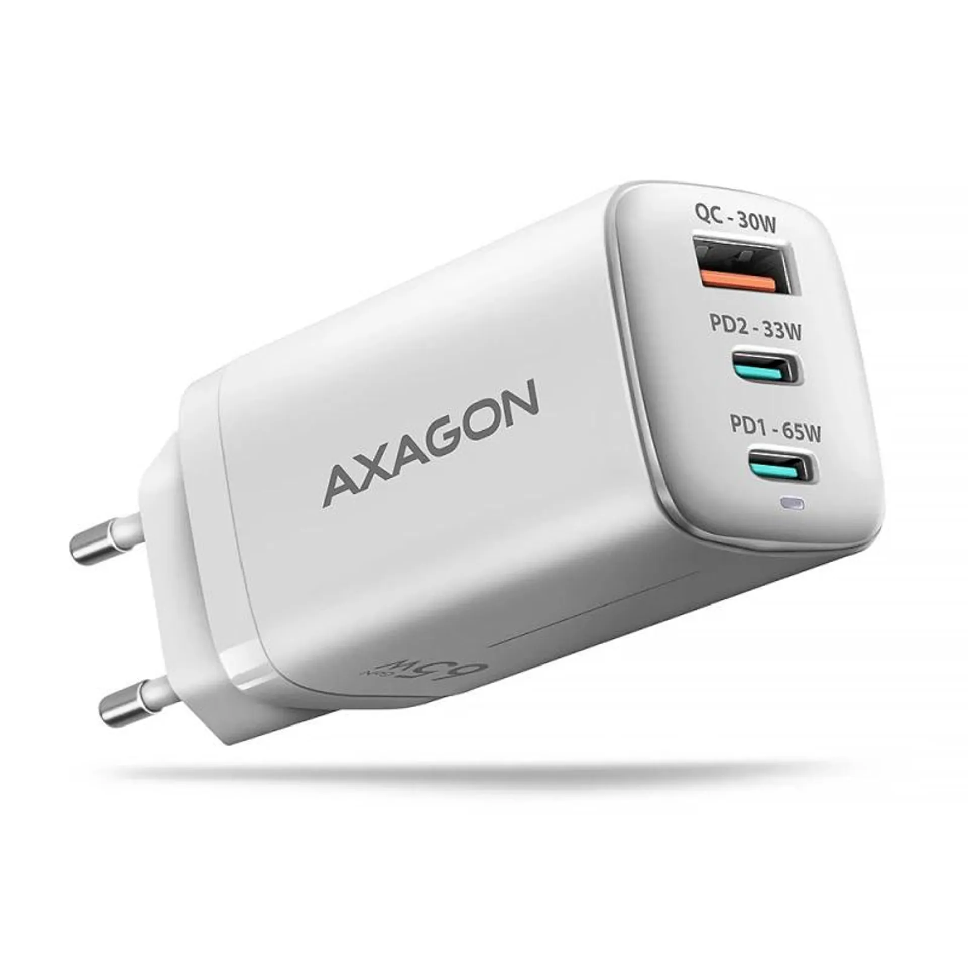 Carregador de parede AXAGON ACU-DPQ65, 3 portas (USB + USB-