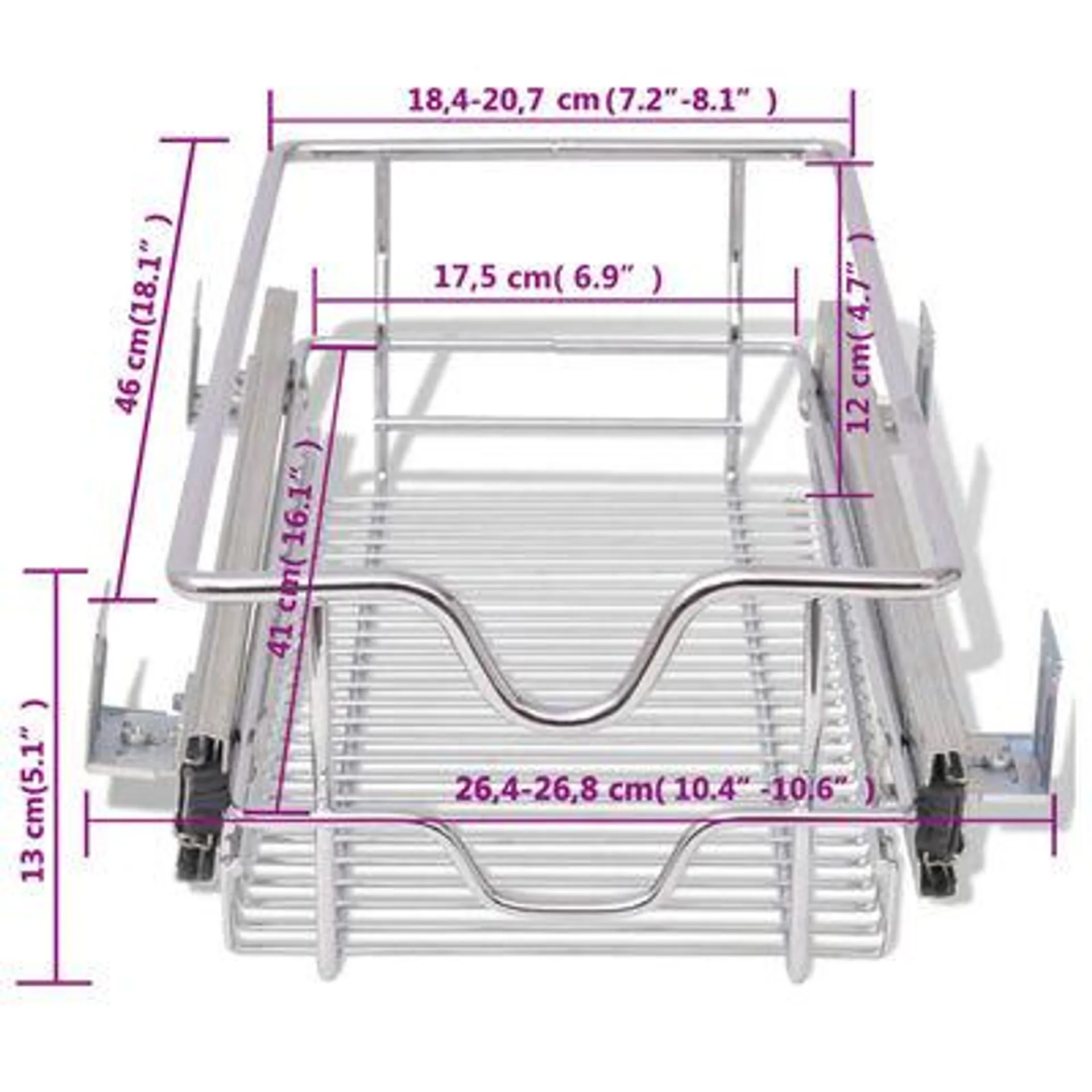 vidaXL Cestos de arame extraíveis 2 pcs 300 mm prateado