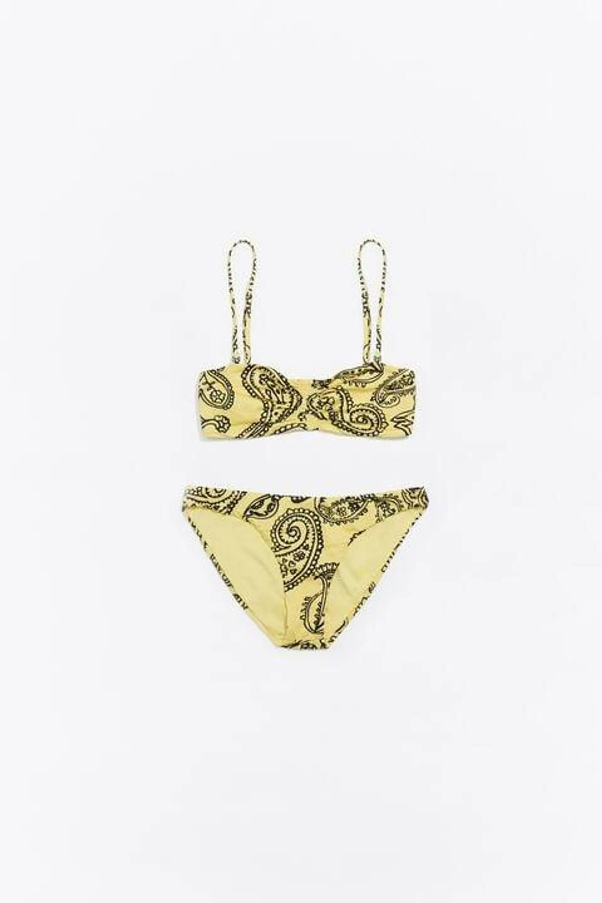 Biquíni bandeau paisley amarelo