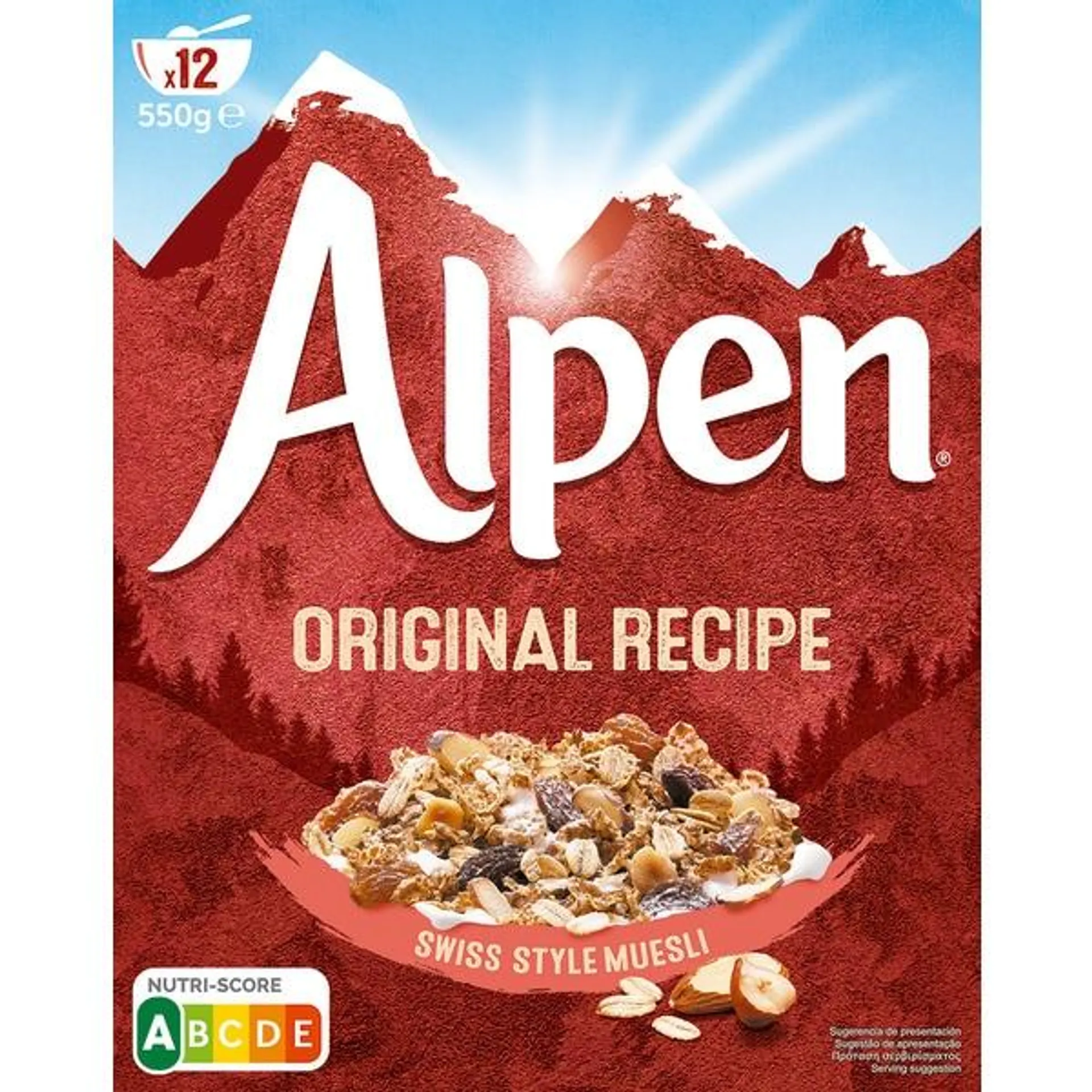 Muesli embalagem 550 g Alpen