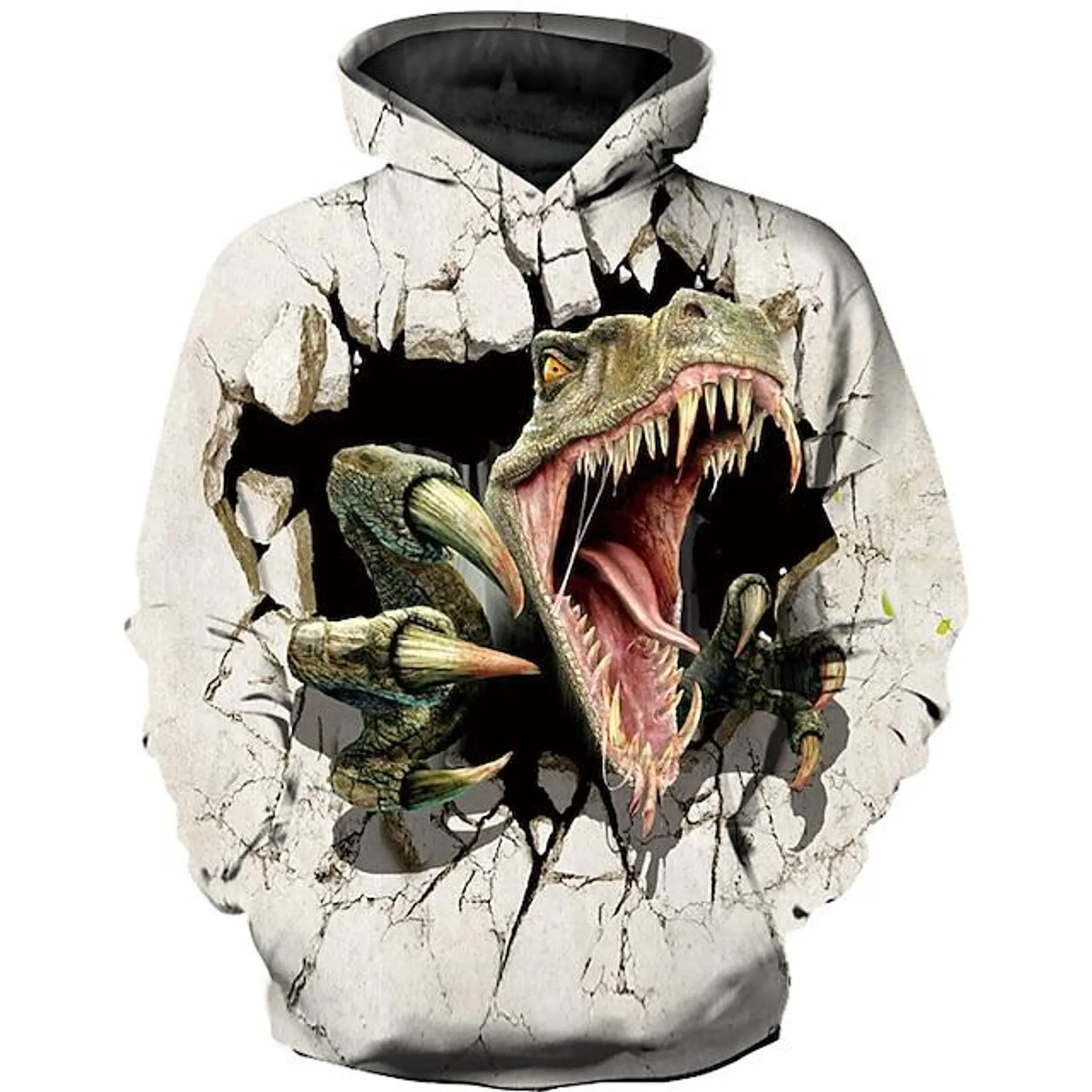 hoodie voor kinderen voor jongens&amp; sweatshirt dinosaurus geometrische 3d dierenprint lange mouw active basic wit