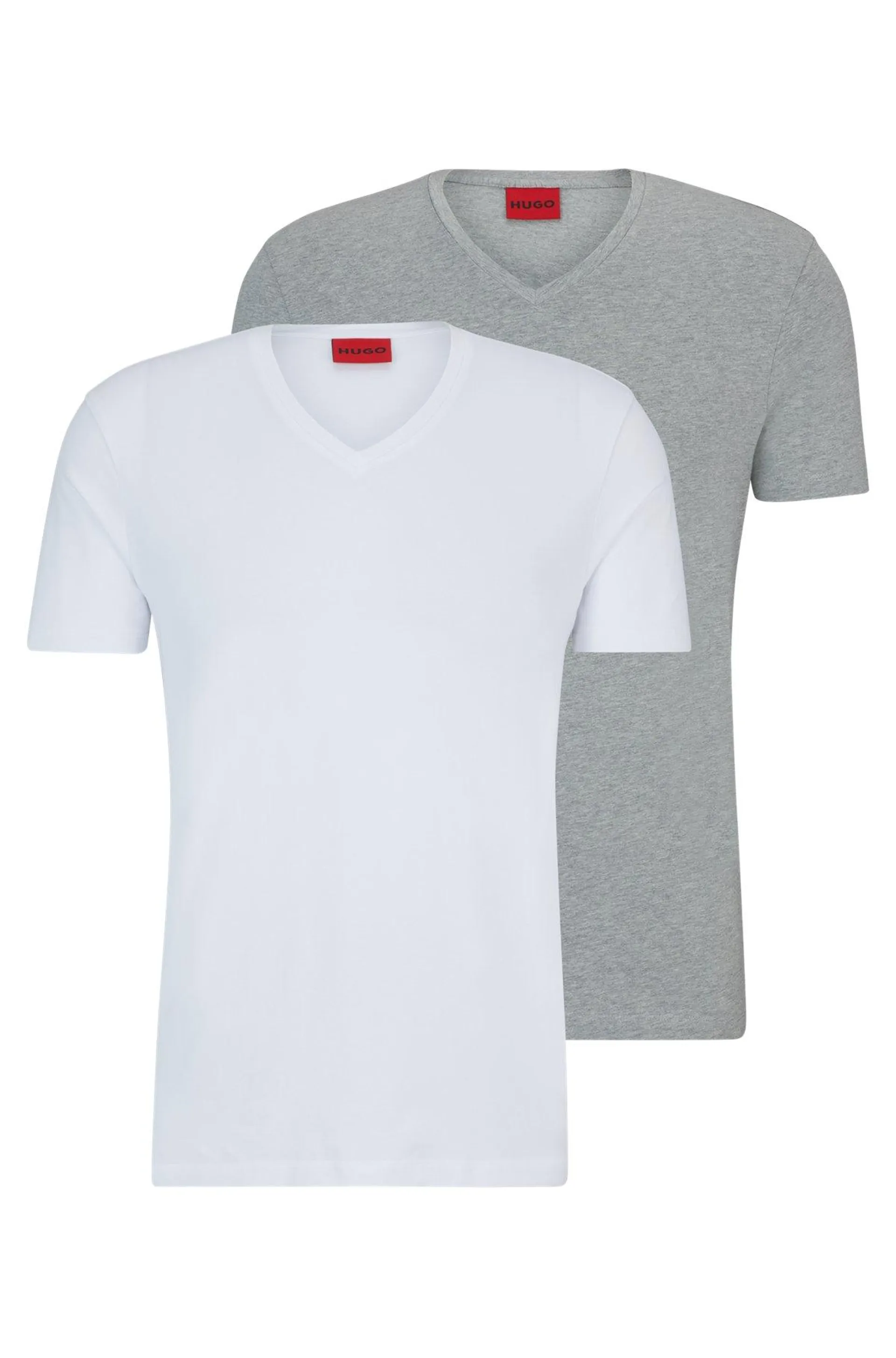 Conjunto de 2 t-shirts de ajuste slim em algodão elástico
