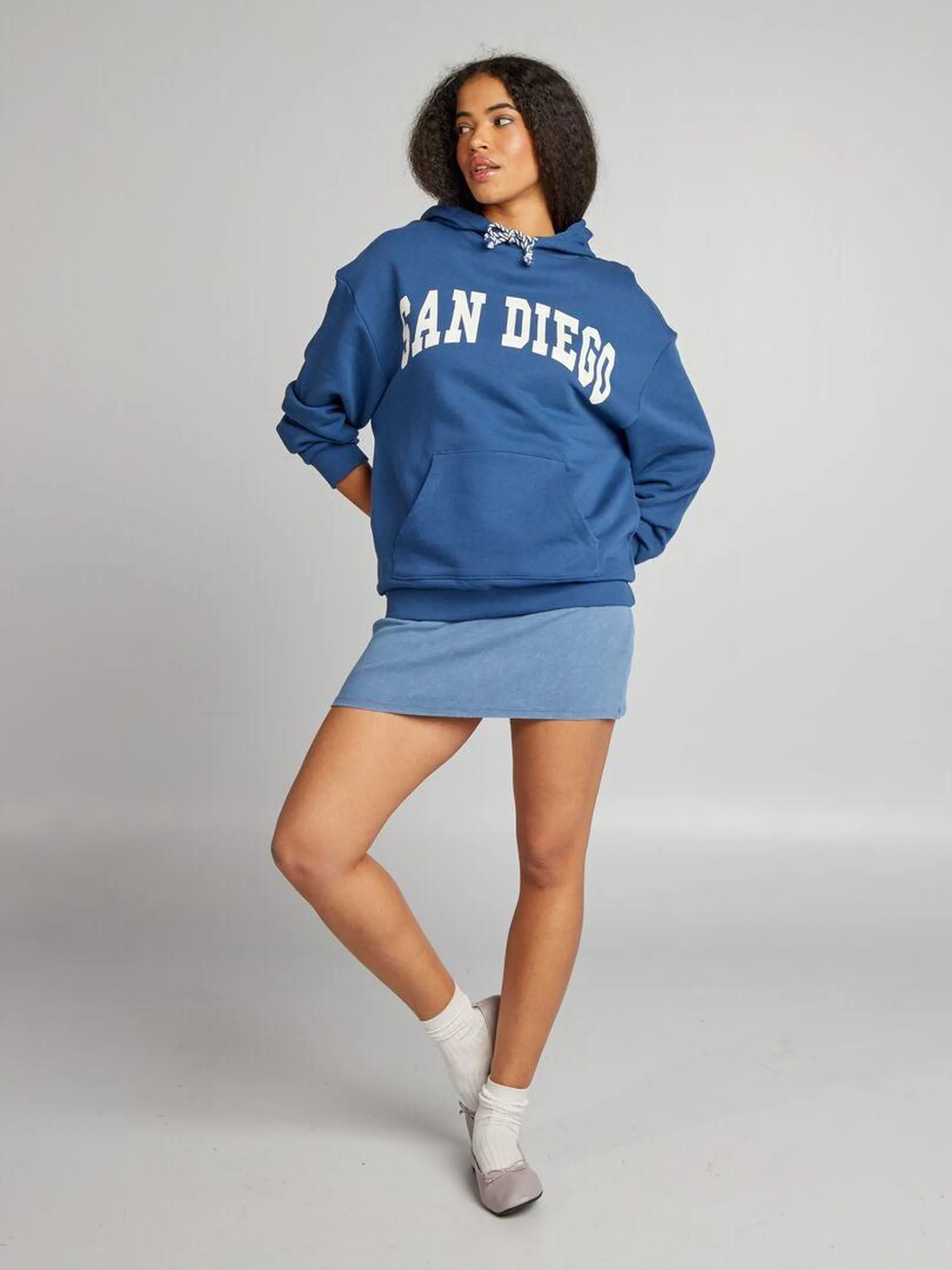 Sweatshirt com capuz 'San Diego' com bolso canguru - AZUL