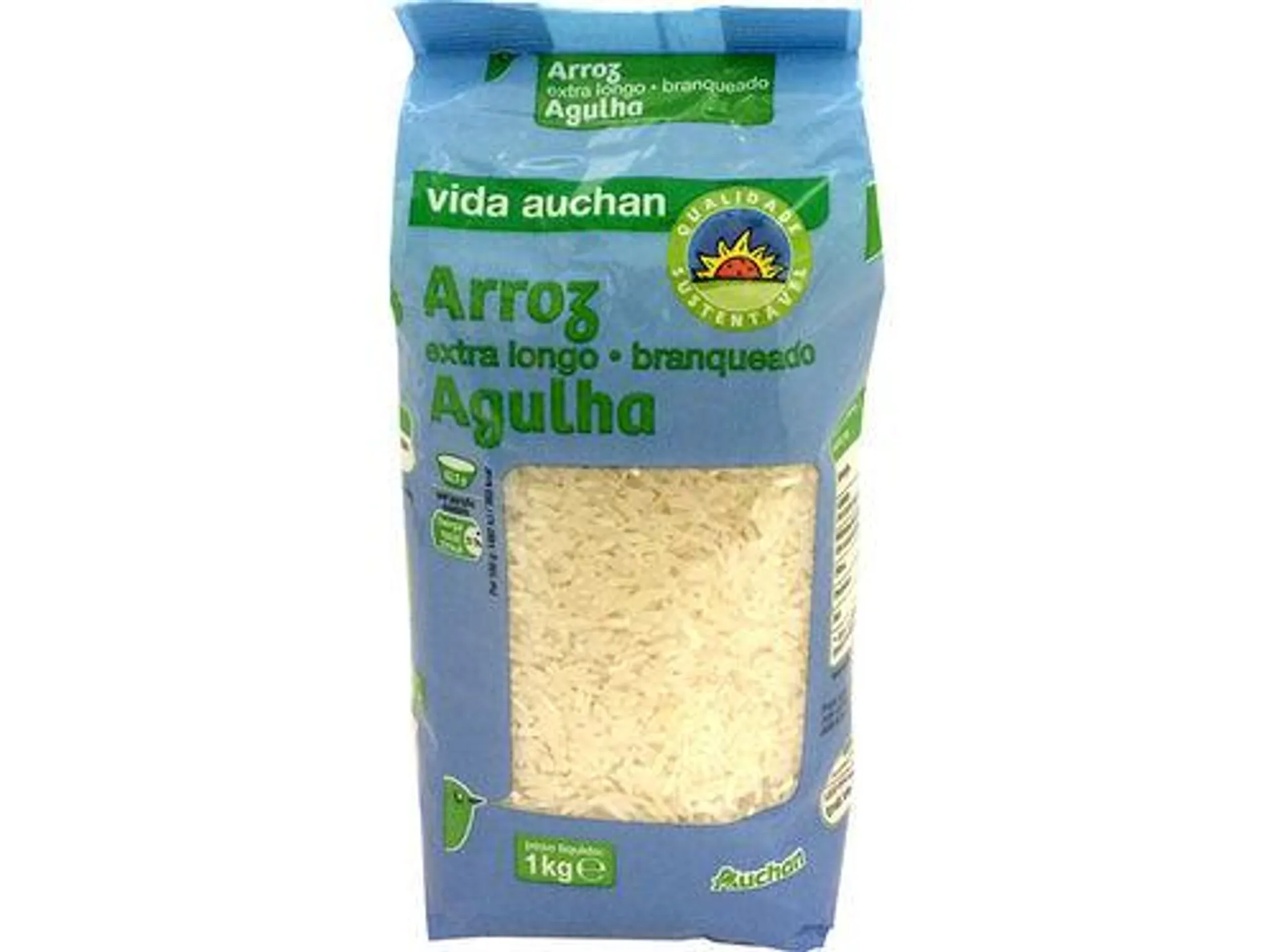 arroz agulha vida auchan extra longo branqueado cultivamos o bom1kg