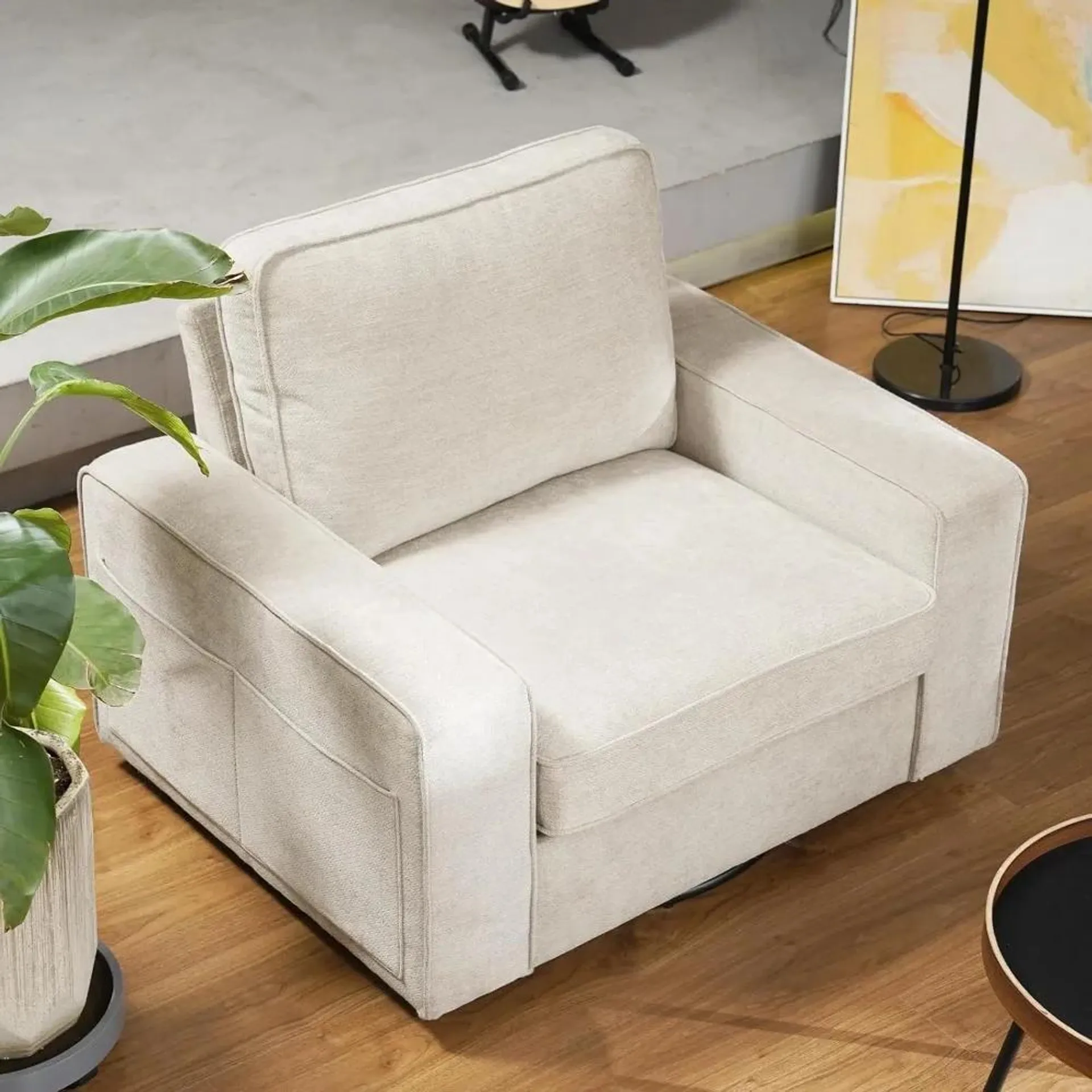 Oversized Accent Chair,Reading Chair with Upholstered Chenille Fabric,Sofa Chair with Armrest, Single Sofa Chair for Living Room