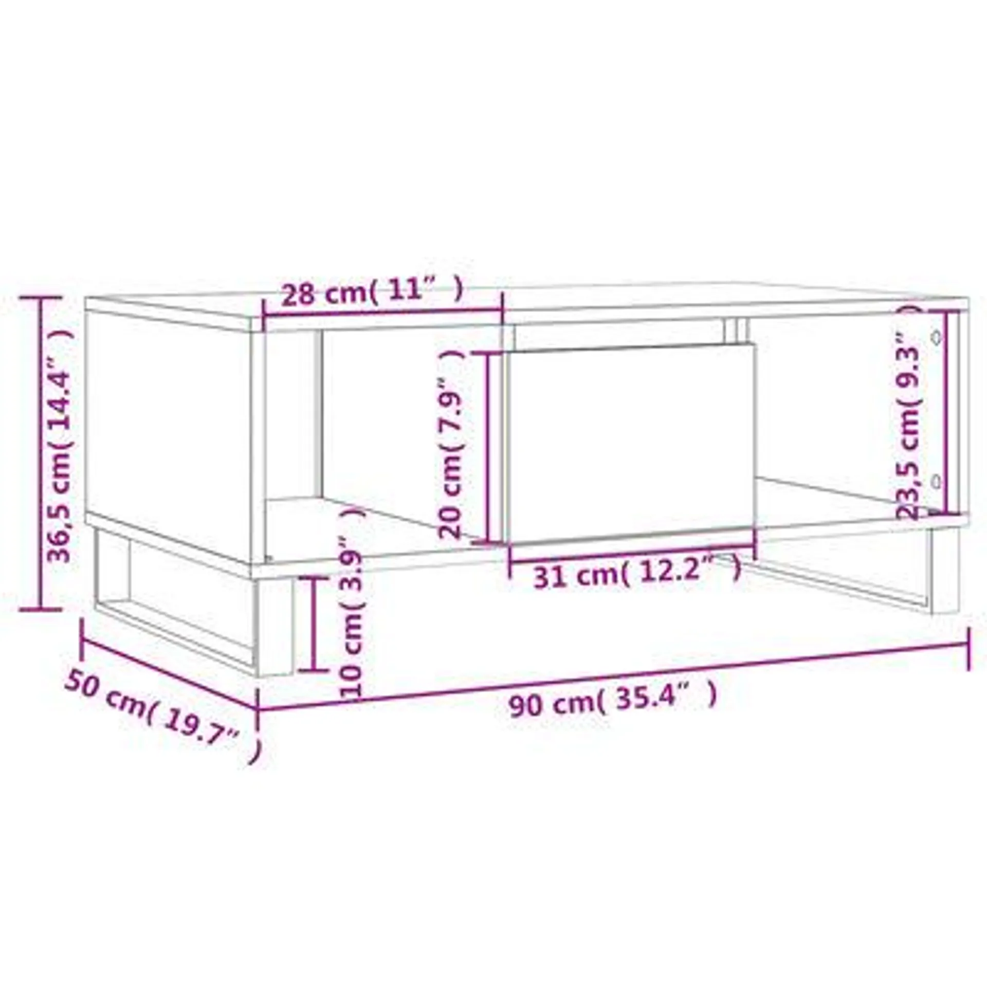 vidaXL Mesa de centro 90x50x36,5 cm derivados de madeira branco