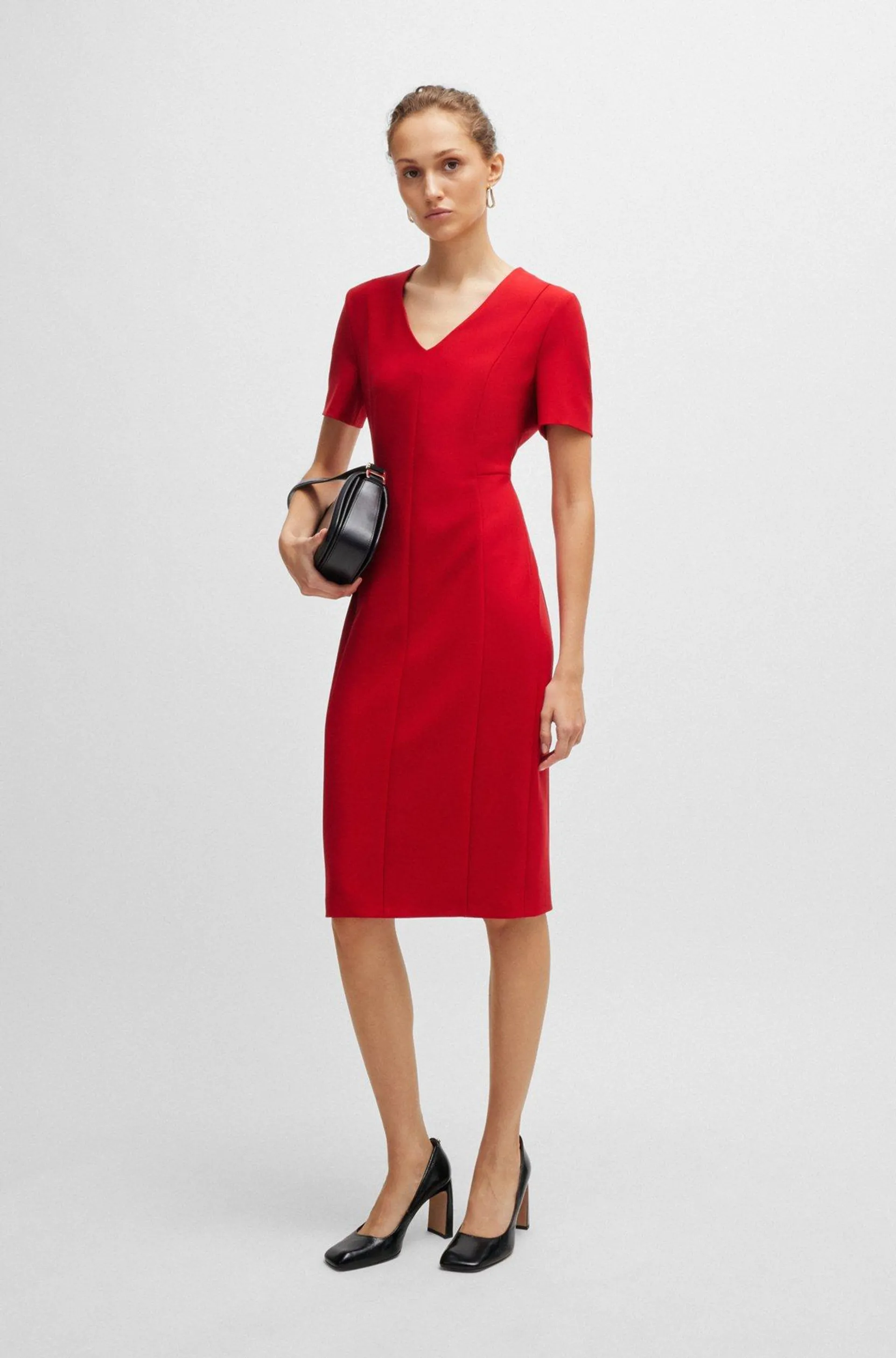 Slim-fit business dress in stretch fabric