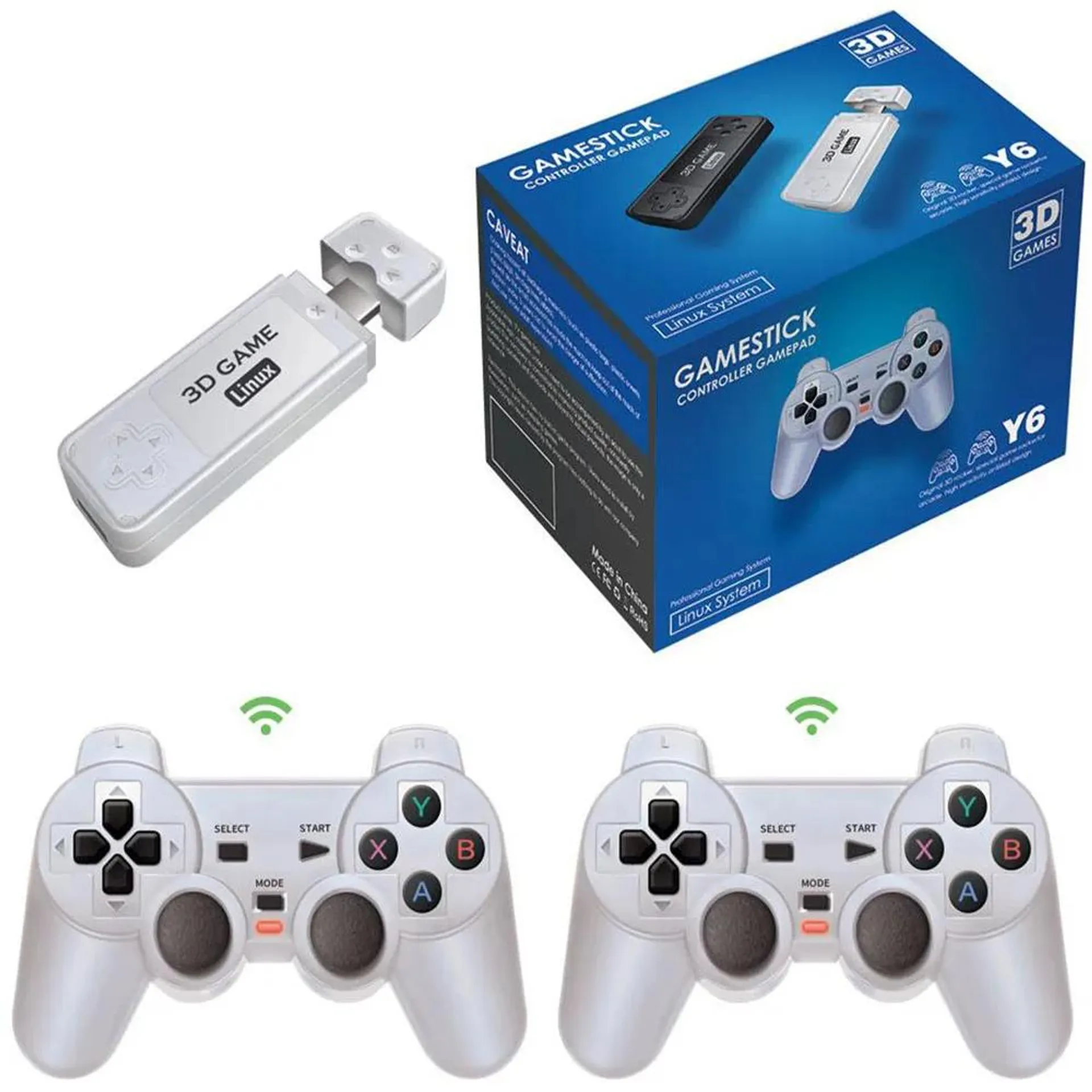 Y6 2.4G Wireless Game TV Stick Retro PS1 Family 4K HD Portable Video Game Console Support Multiplayer 10000 Games