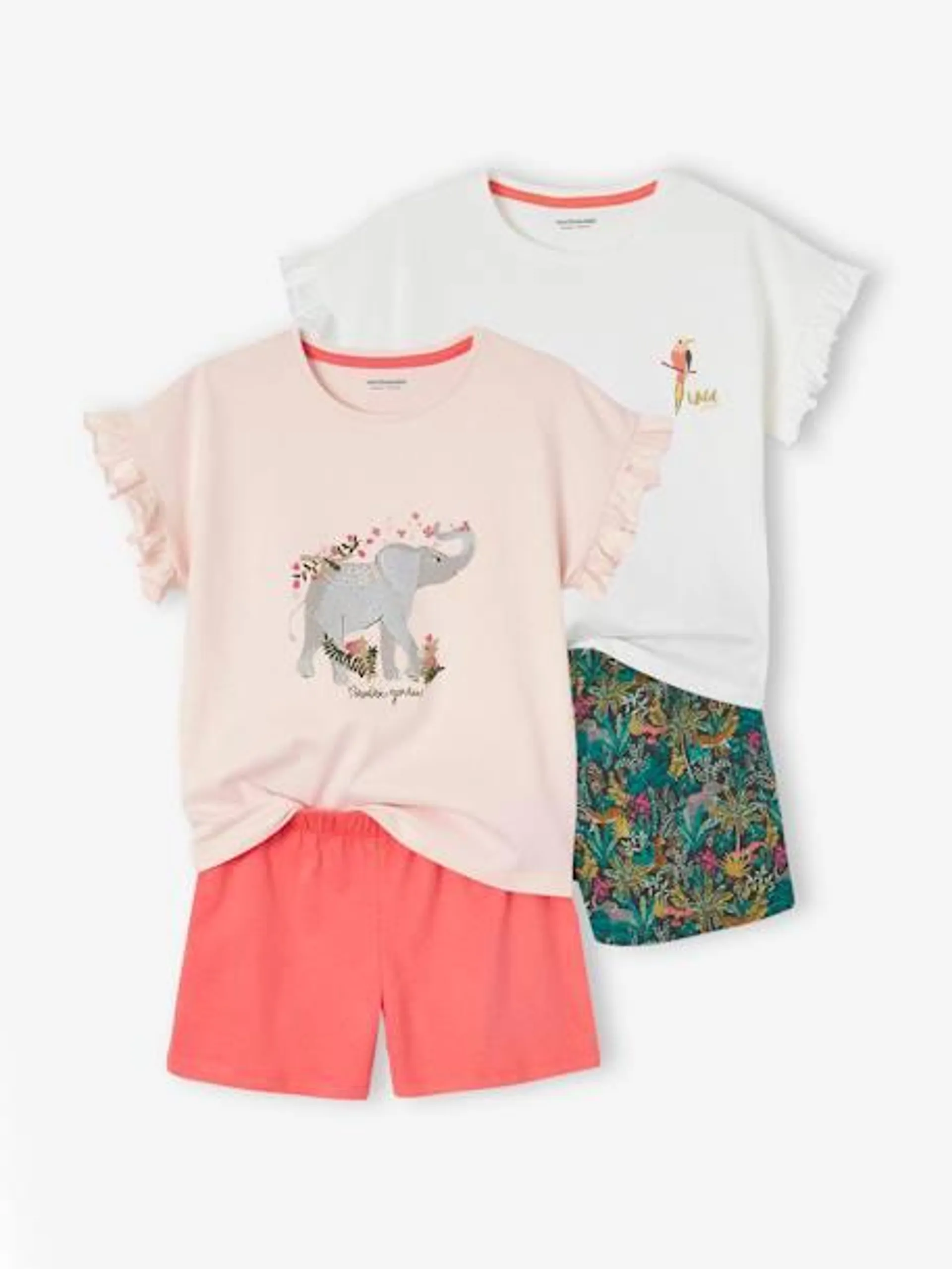Lote de 2 pijamas Basics "Wild", para menina - rosa