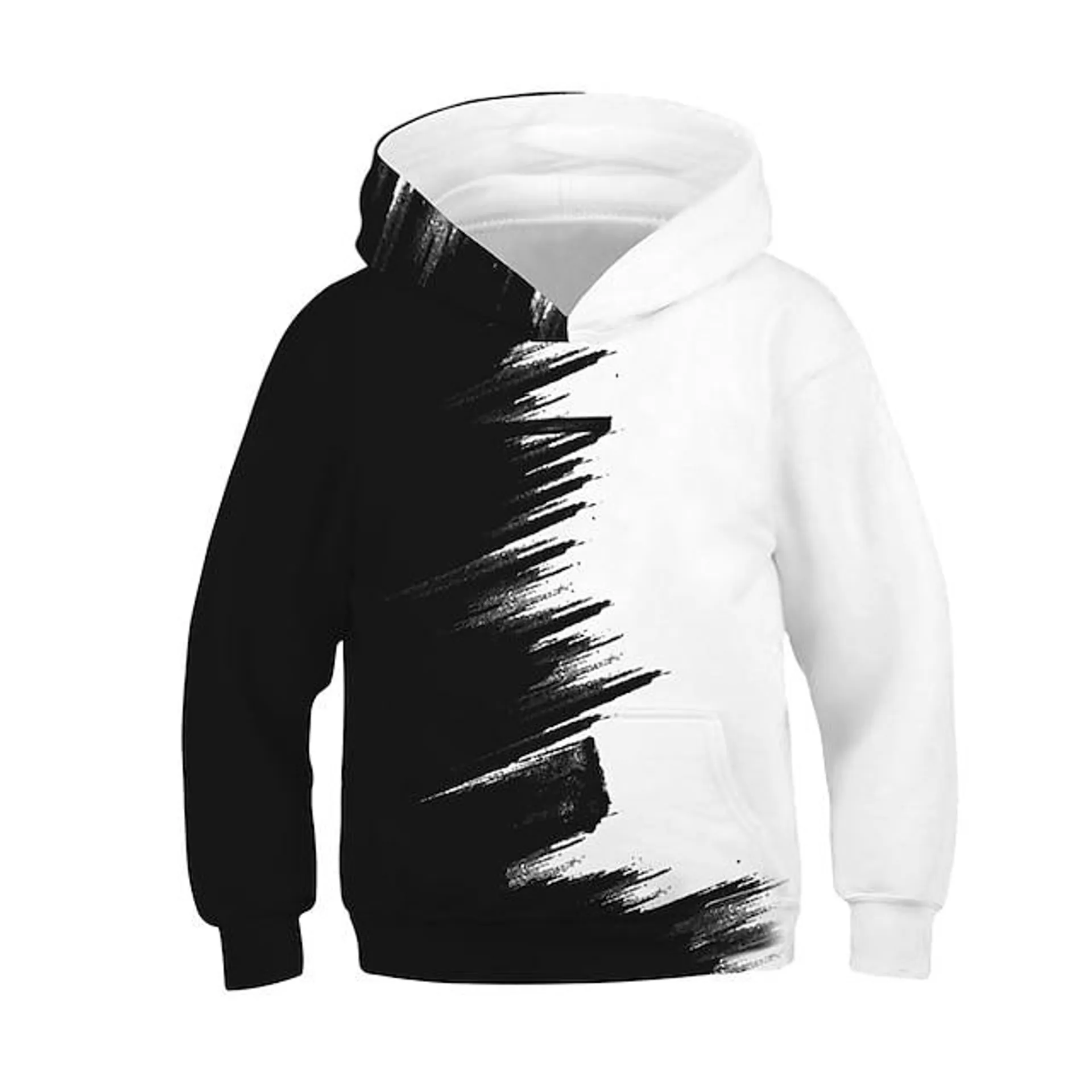 Niños Chico Sudadera Manga Larga Un Color Impresión 3D Bloques Pintada Con bolsillos Negro Niños Tops Activo Básico Casual Deporte Casual Diario 4-12 años