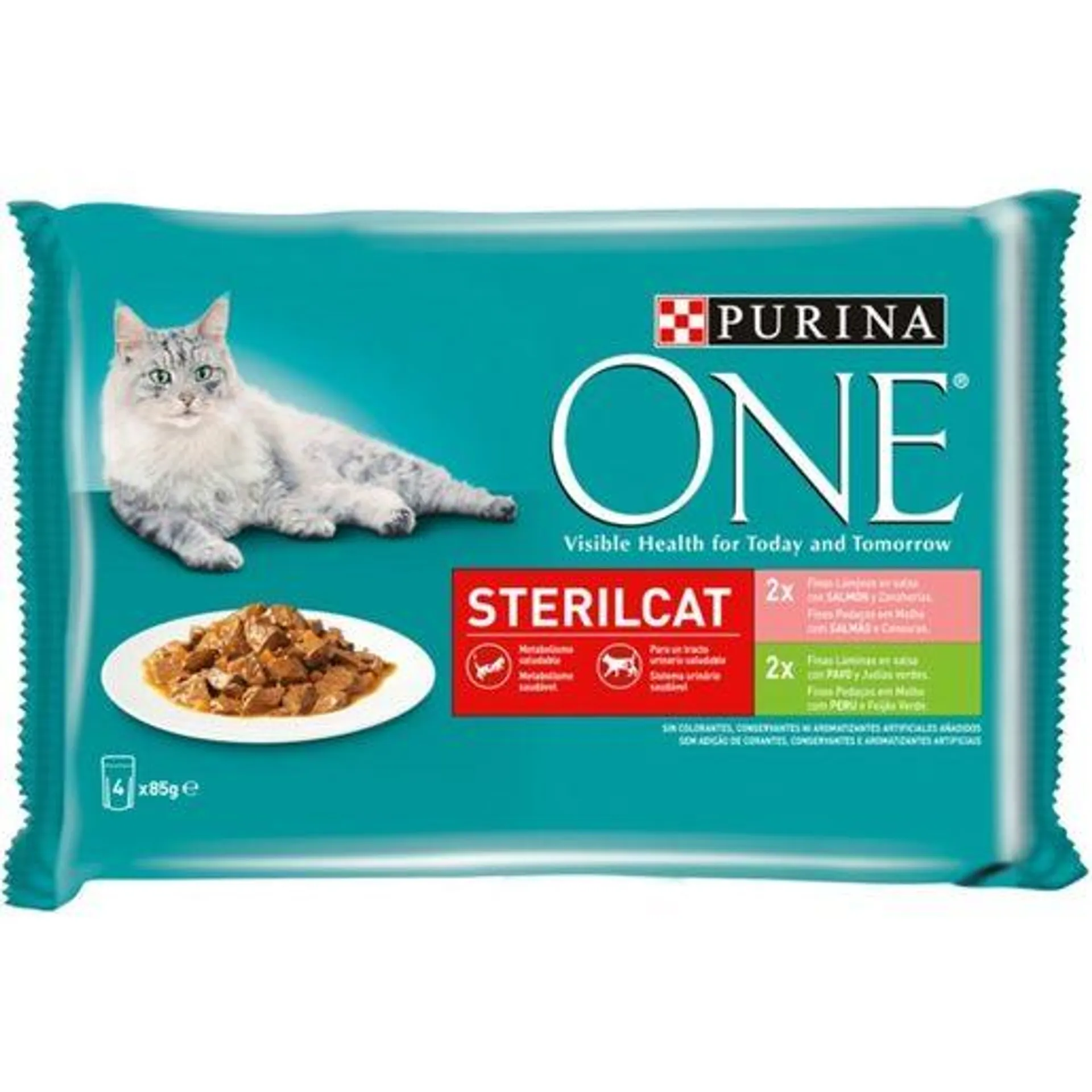 PURINA Alimento Húmido Salmão para Gato Esterilizado 4x85 g