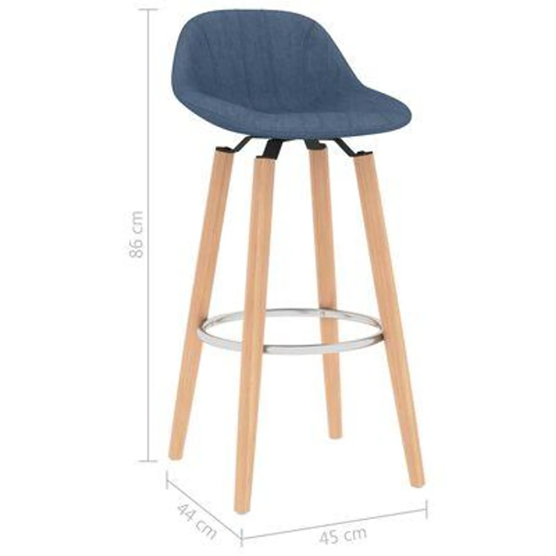 vidaXL Bancos de bar 2 pcs tecido azul