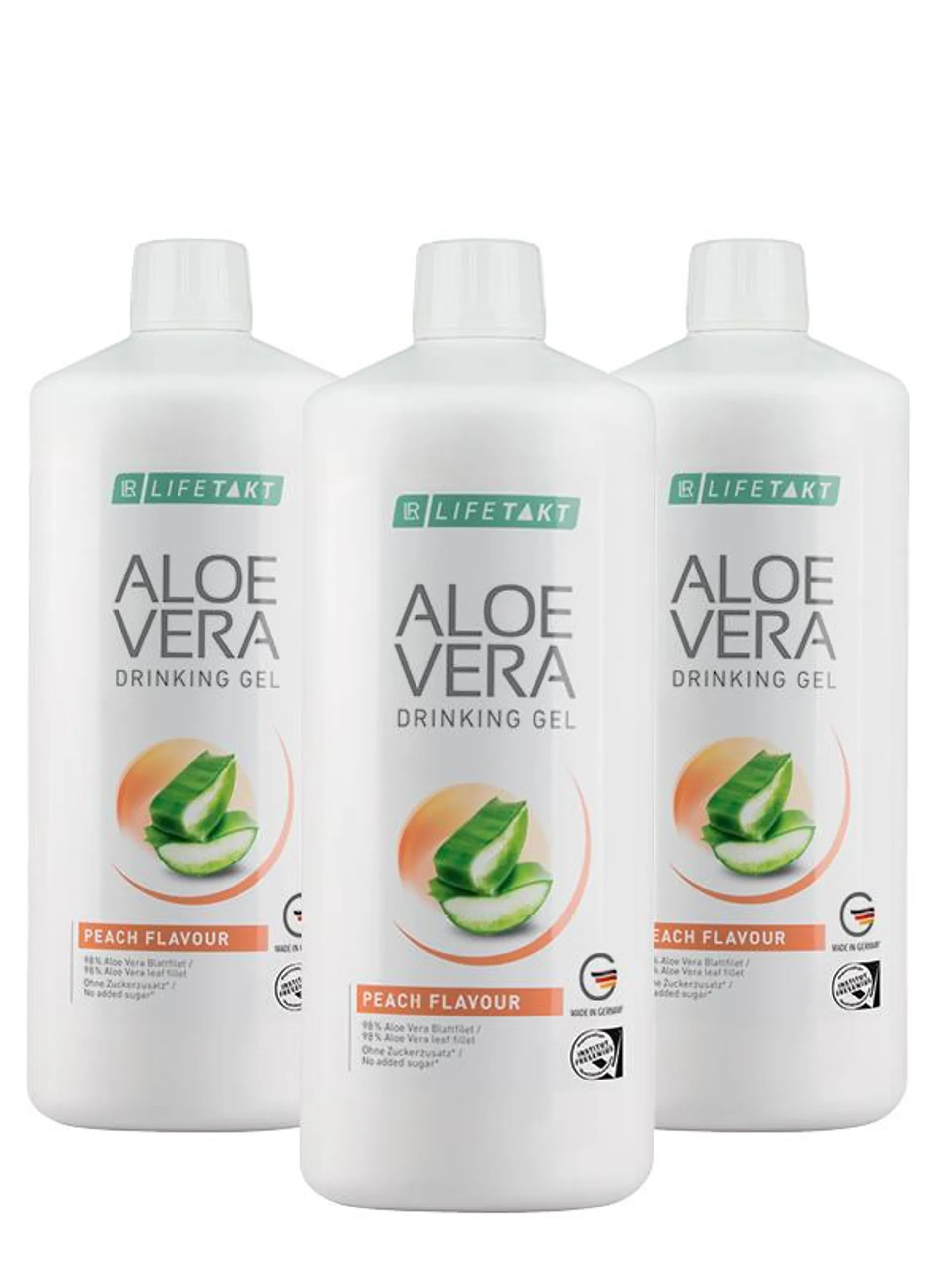 Set Triplo de edição limitada Gel Bebível Aloe Vera com sabor a Pêssego
