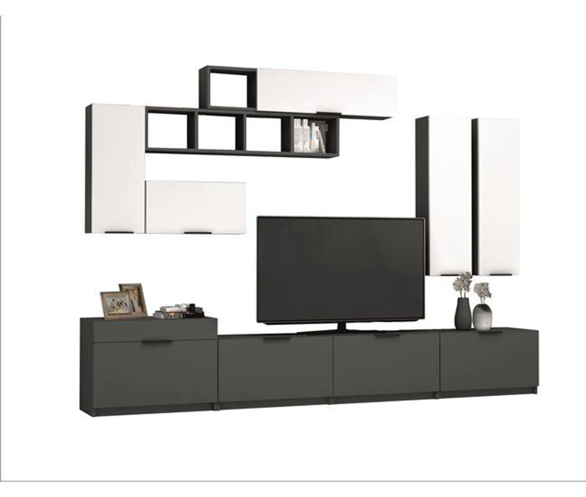 Compacto de TV STONE branca e cinza 280cm