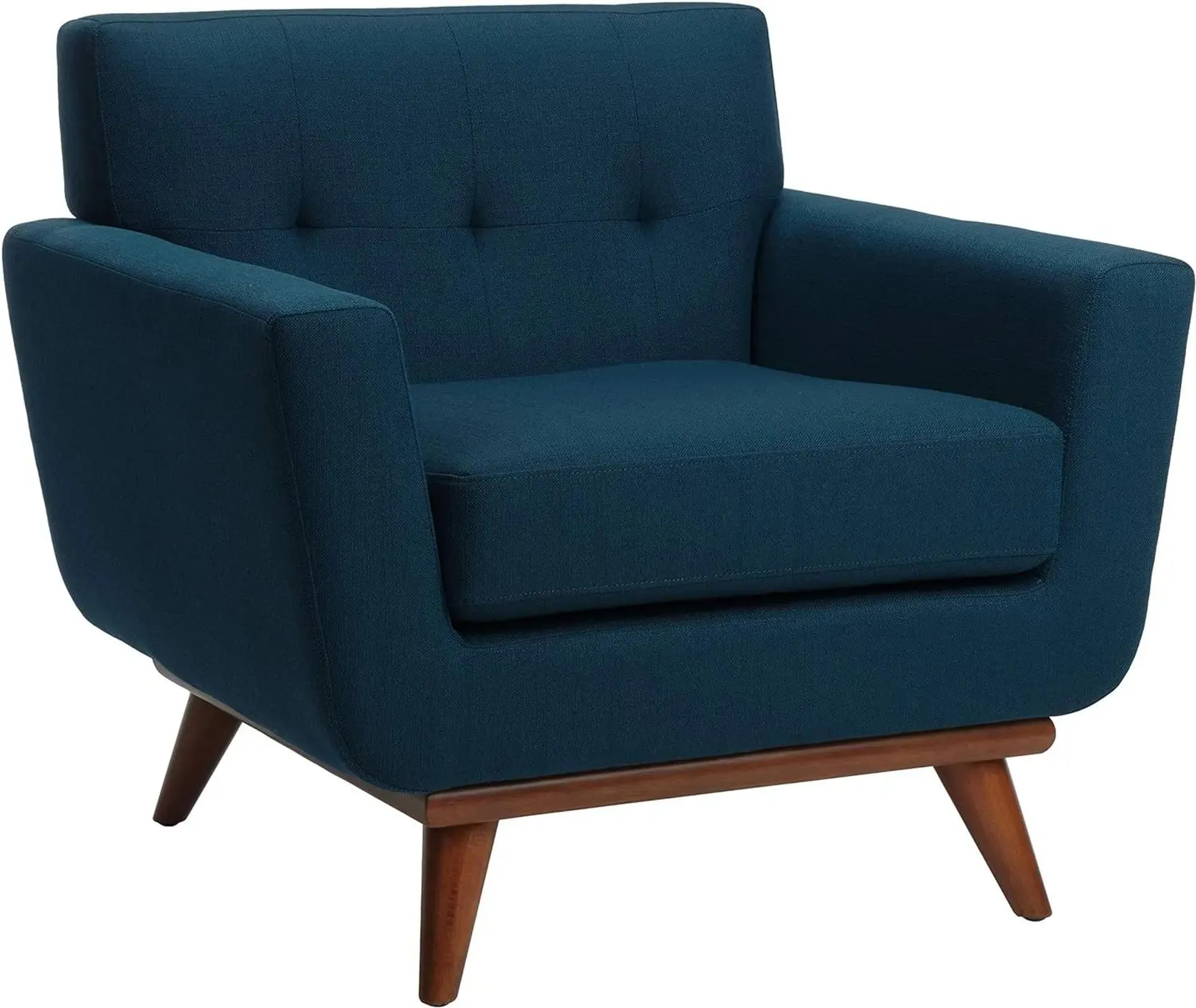 Safavieh Couture Home Opal Mid-Century Dark Teal Linen Tufted Arm Chair