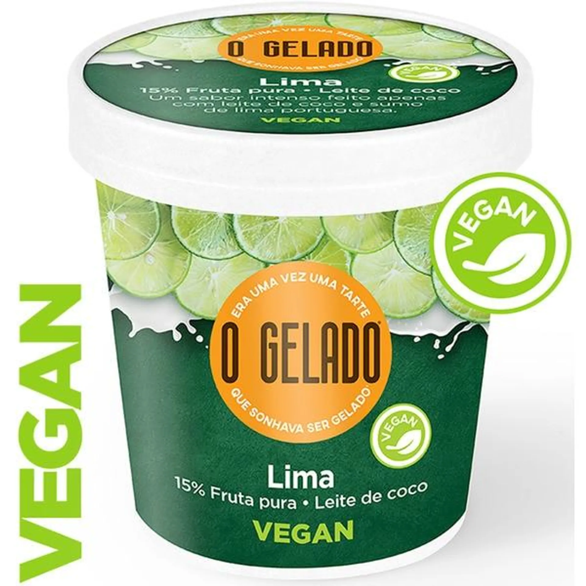 Gelado de Lima 15% com Leite de Coco Vegan embalagem 460 ml O Gelado