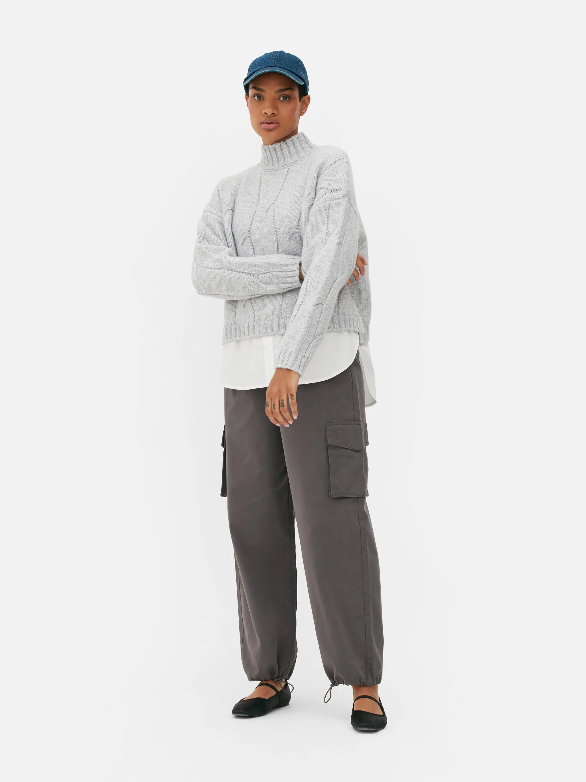 2-in-1-Rollkragenpullover und -Hemd