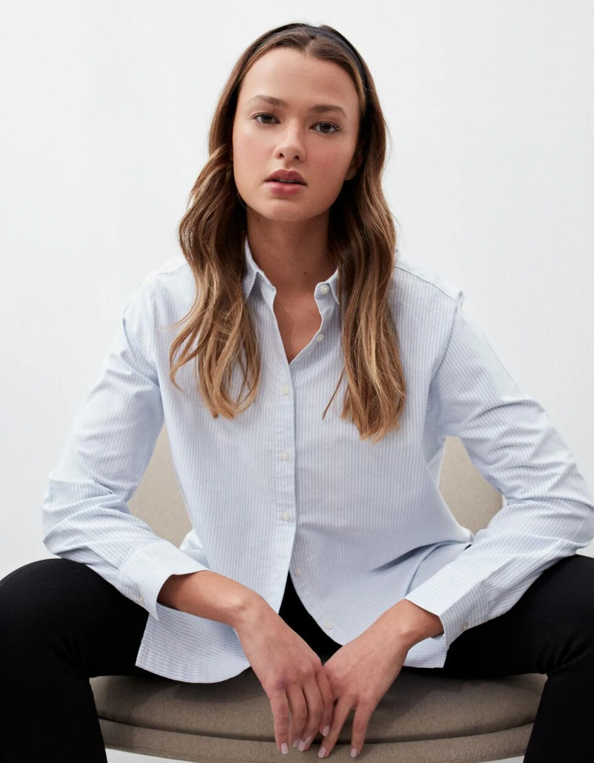 Camisa Oxford, Mulher, Azul Claro