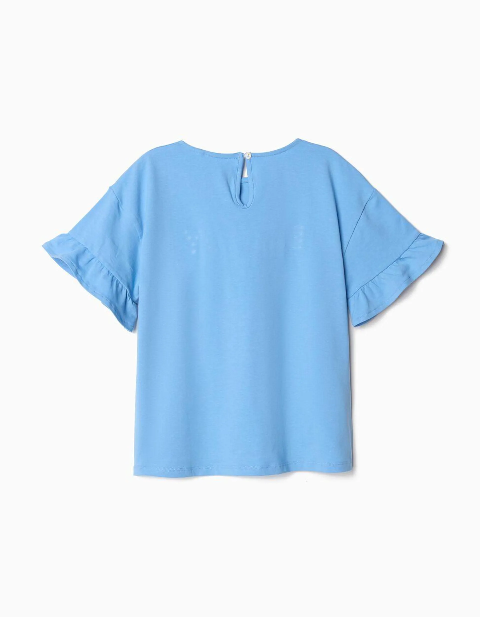 T-shirt Folhinhos, Menina, Azul