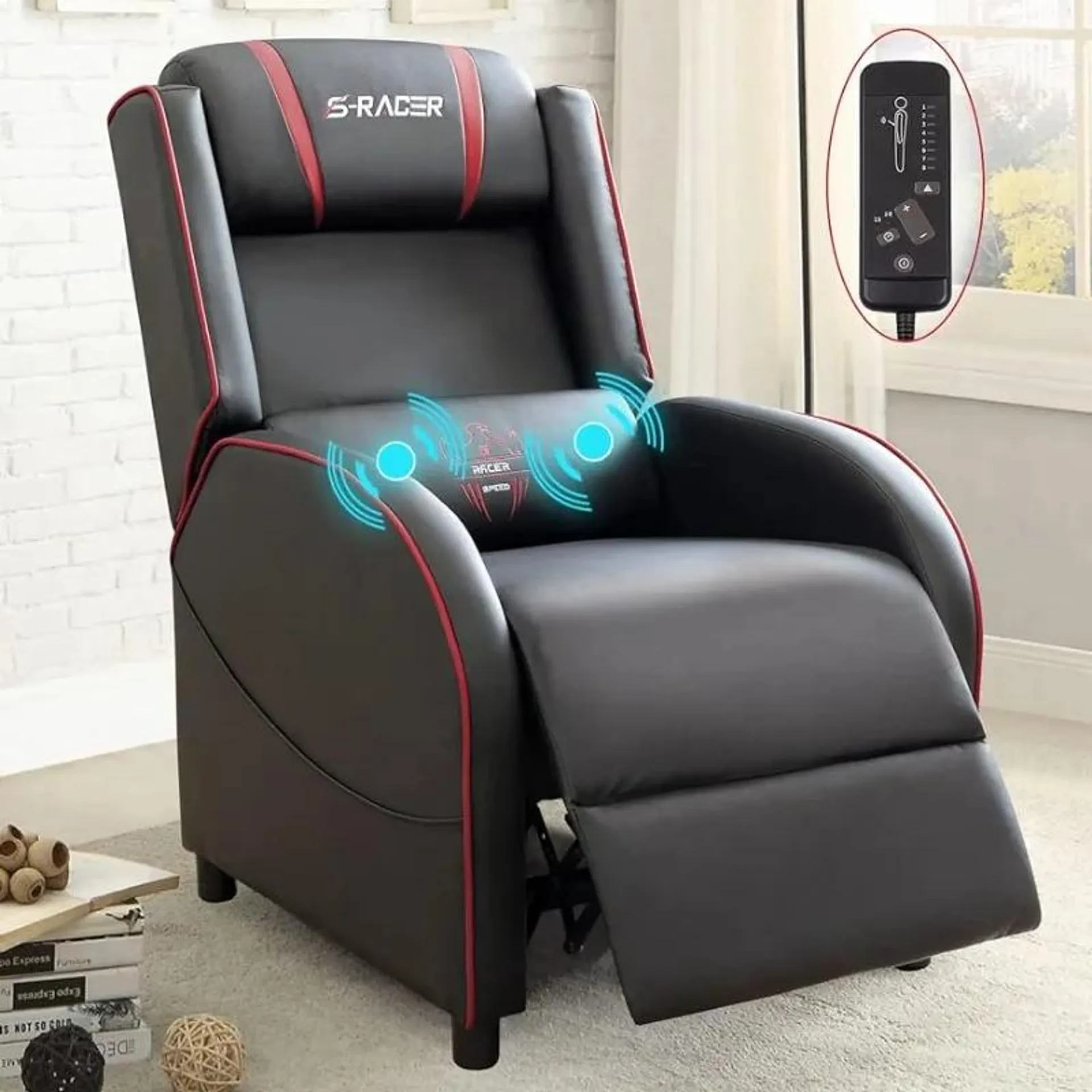 Gaming Massage Recliner Chair Single Living Room Sofa Recliner Leather Recliner Seat Comfortable Ergonomic Home Theater Seating