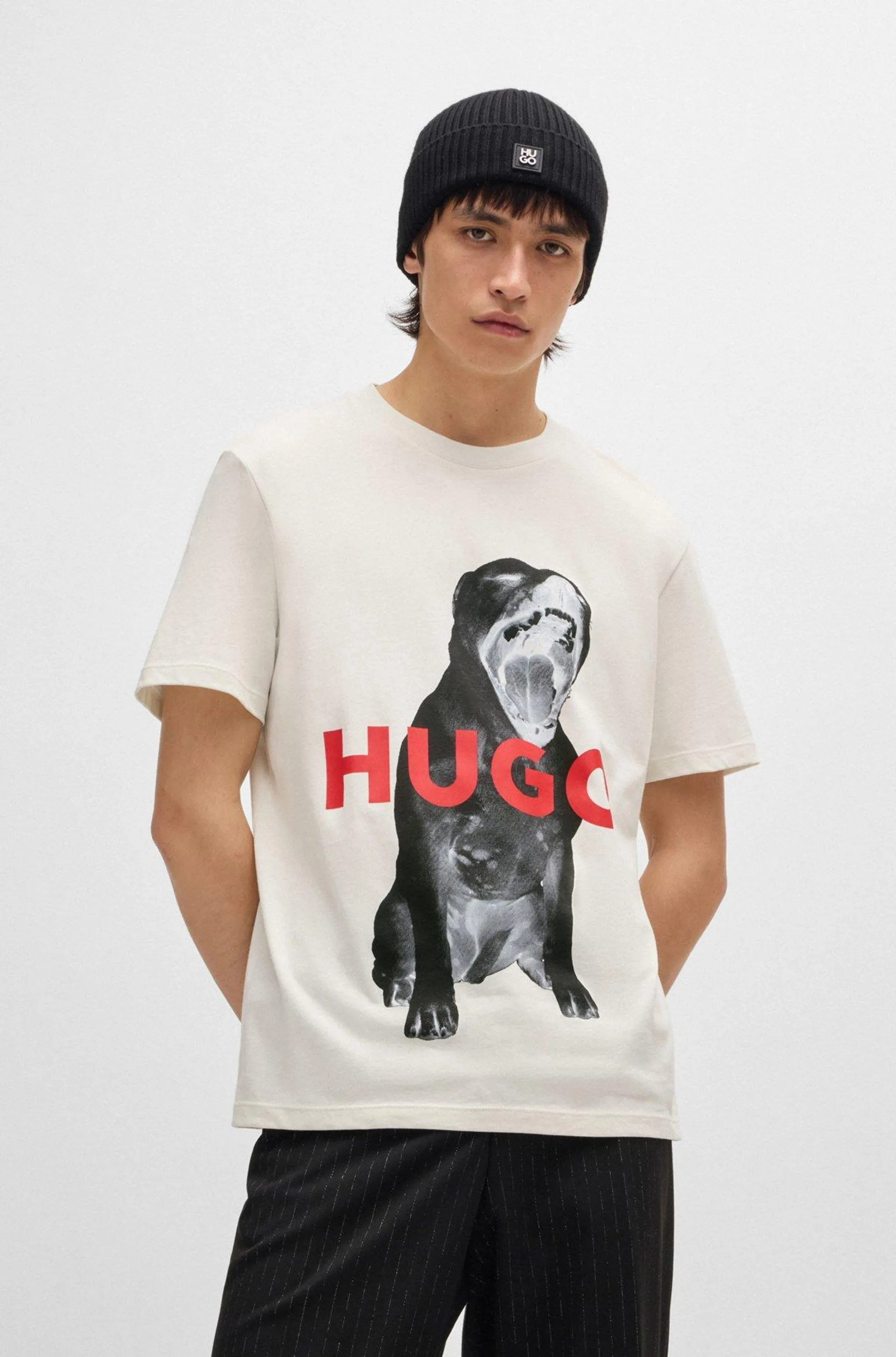 T-shirt de ajuste regular em jersey de algodão com gráfico de animal