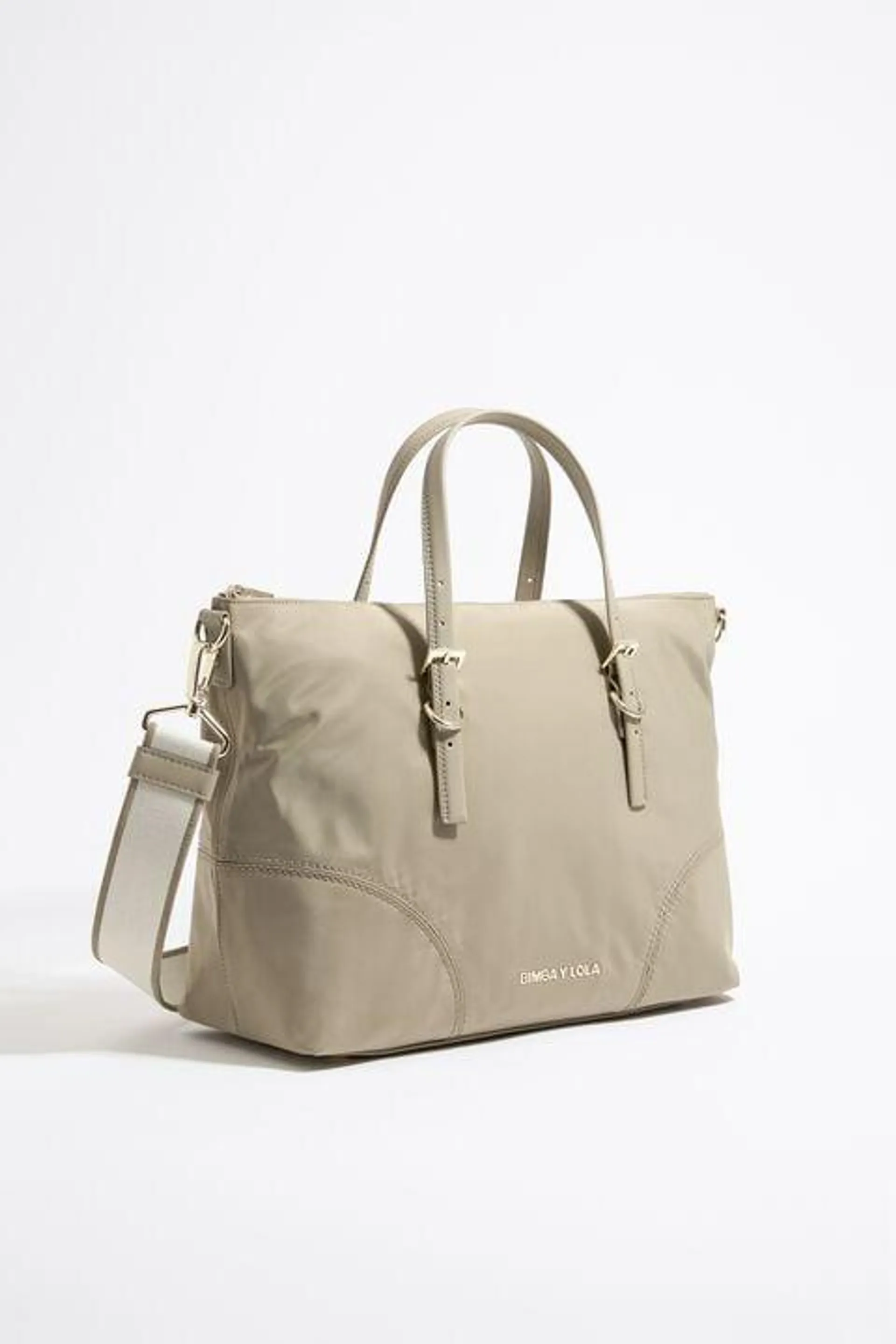 Mala shopper grande nylon caqui-claro