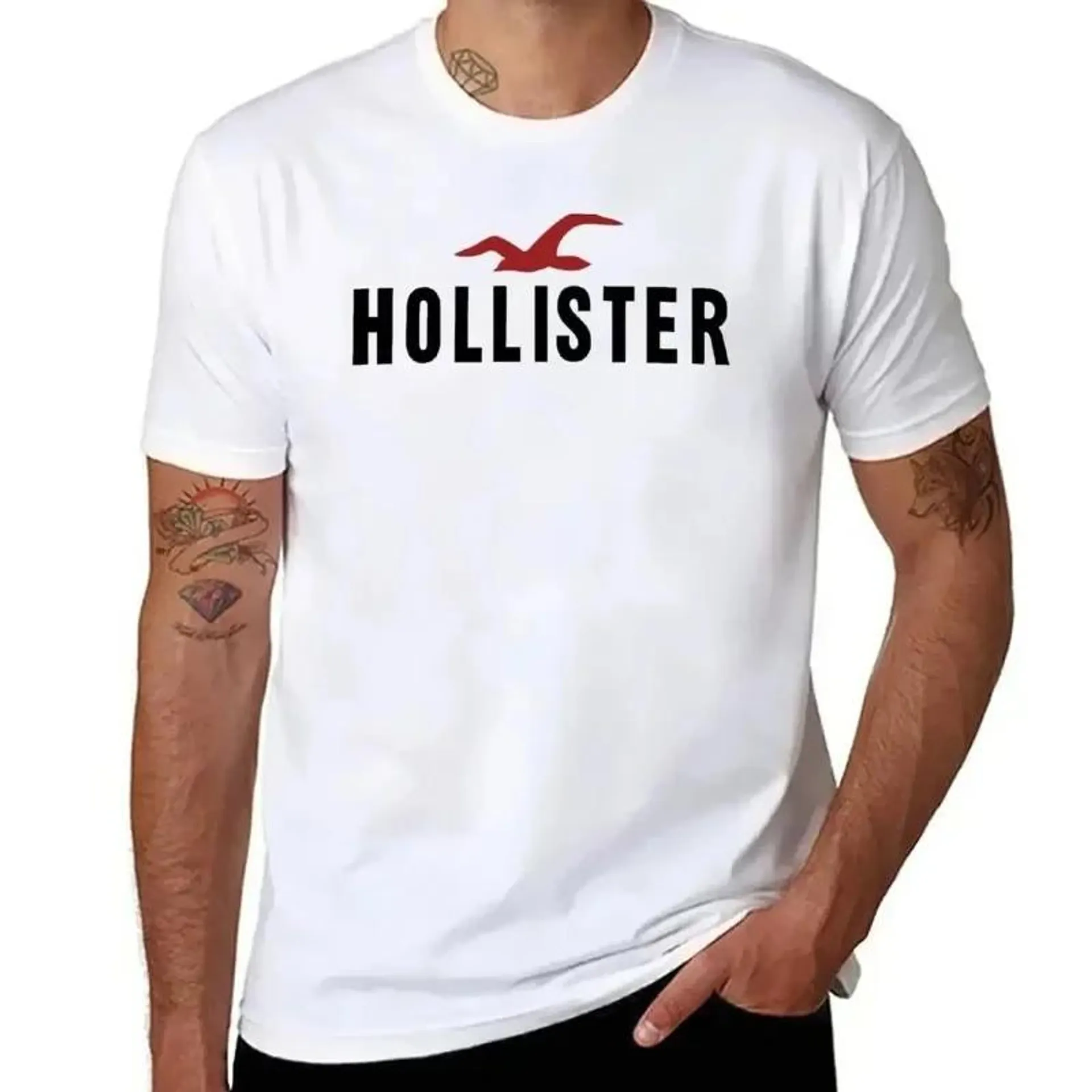 New Hollister Men's T-Shirt Summer Cotton O-Neck Short Sleeve Oversize High Quality Unisex Tees Trendy brands Casual Tees Tops