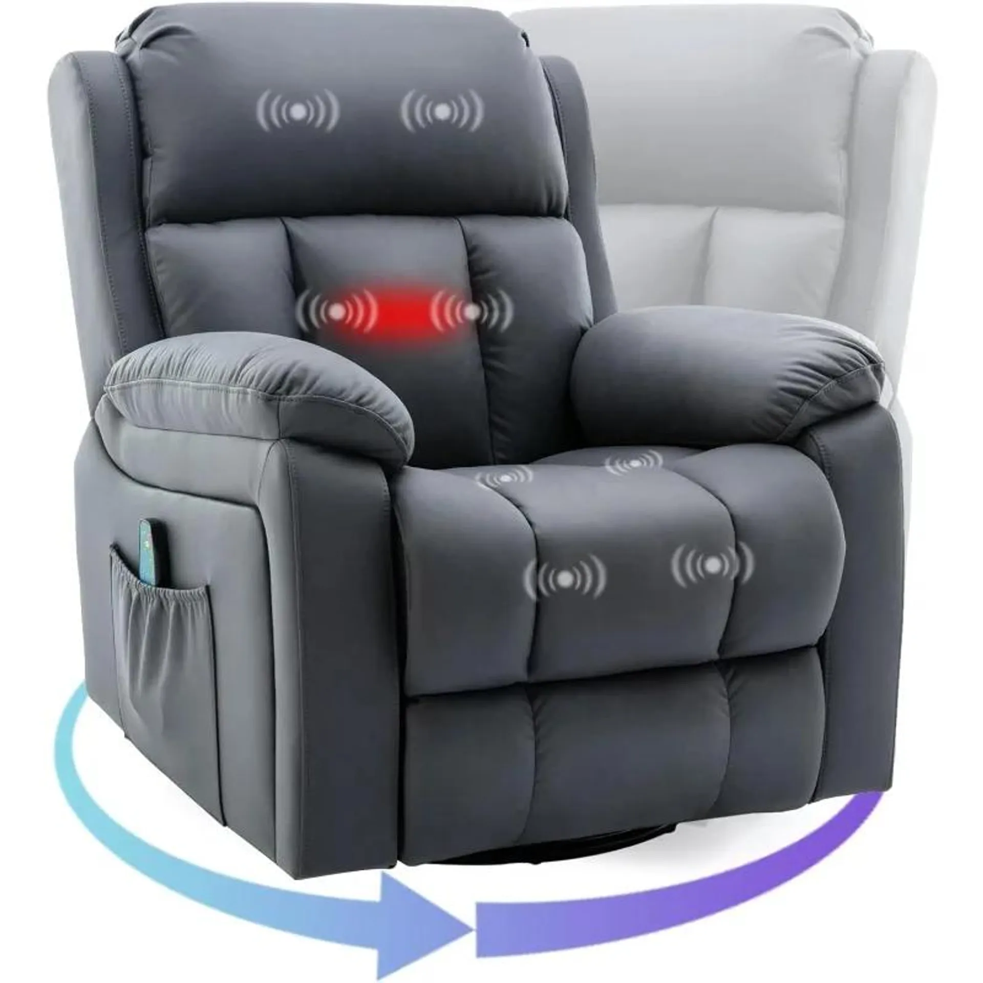 Massage Recliner Chair with Heated, 360 Degree Swivel Rocking Recliner Chair for Adults, Microfiber Cloth Lazy Boy Recliner