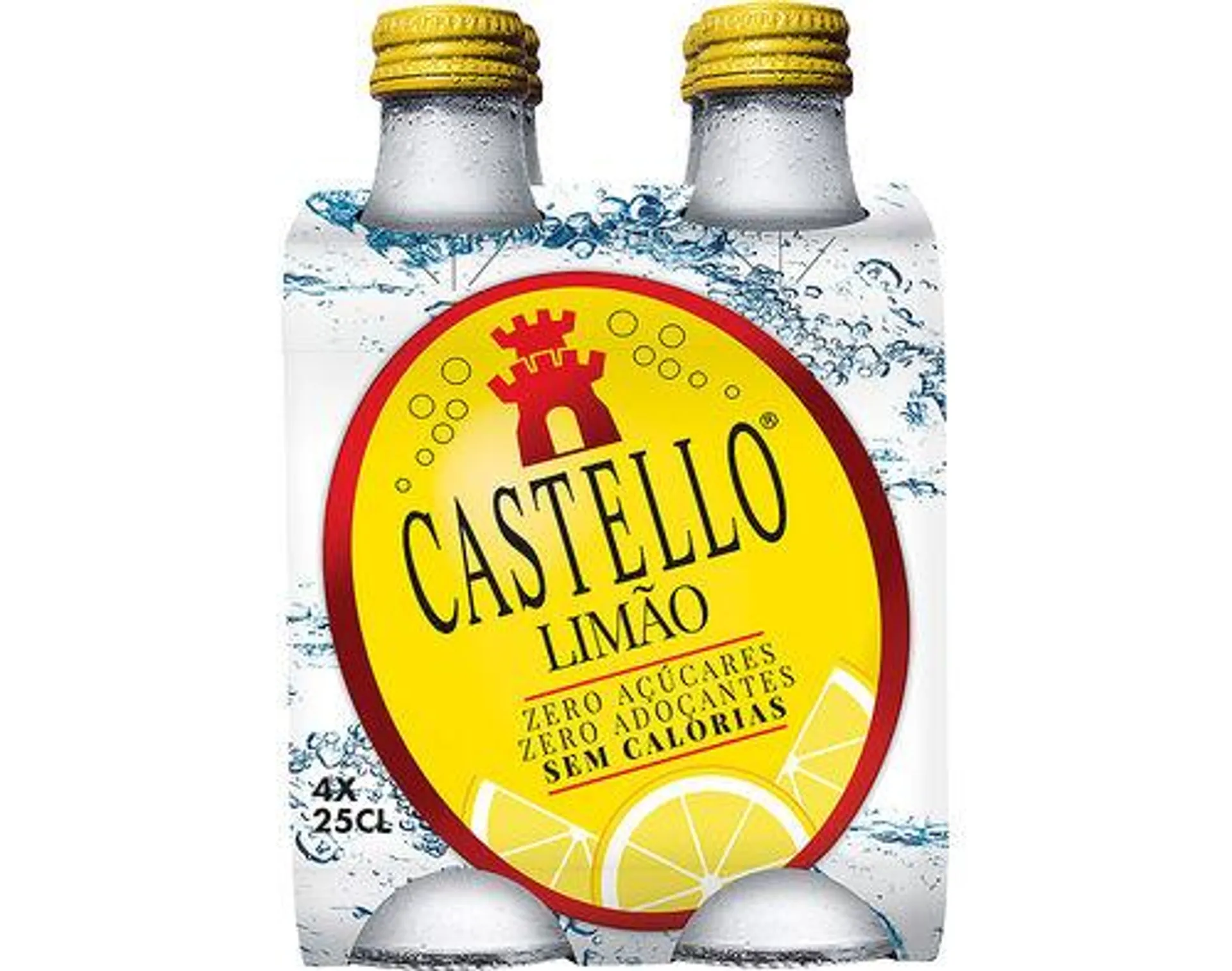 água castello com gás limão 4x0.25l