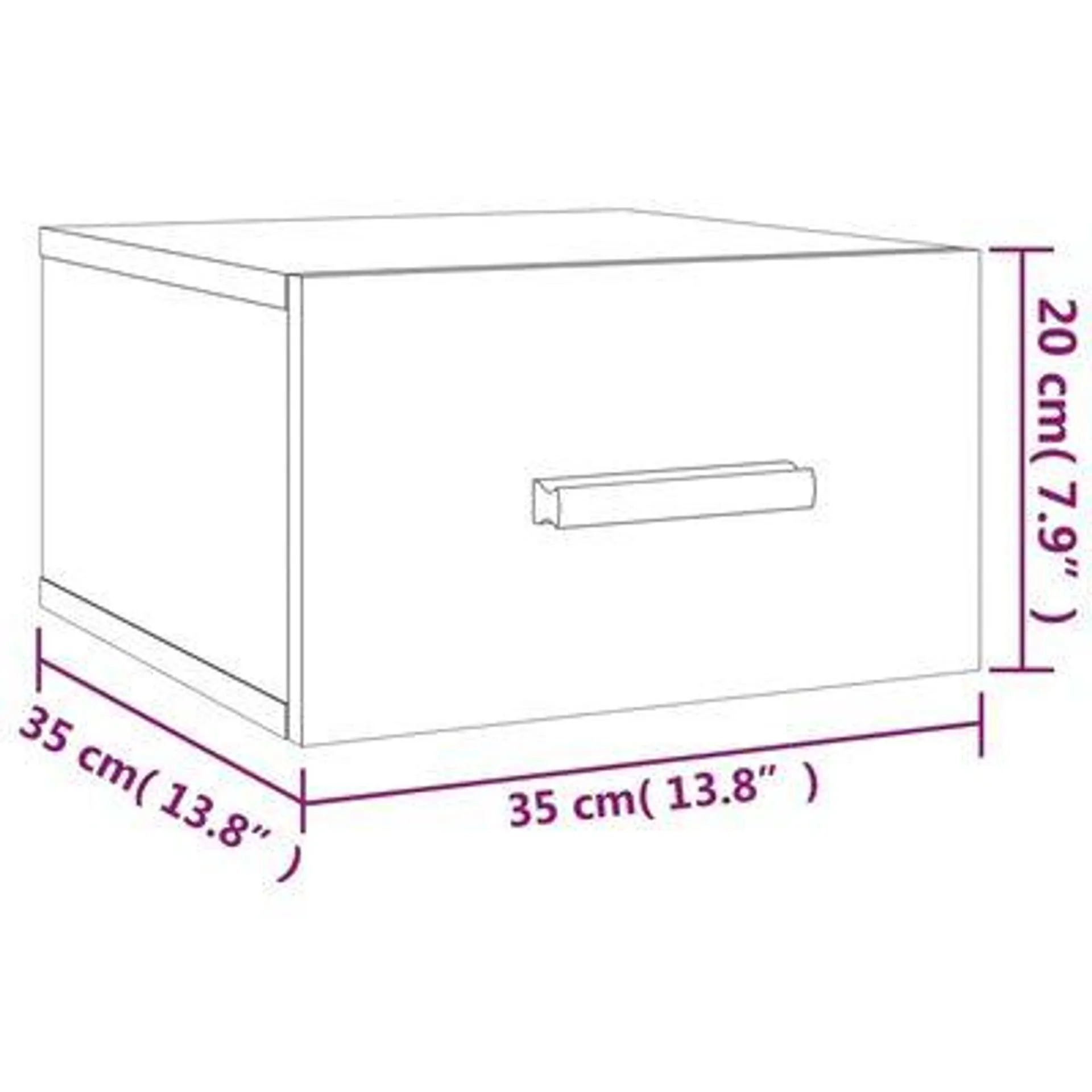 vidaXL Mesa cabeceira montagem na parede 35x35x20 cm cinzento cimento