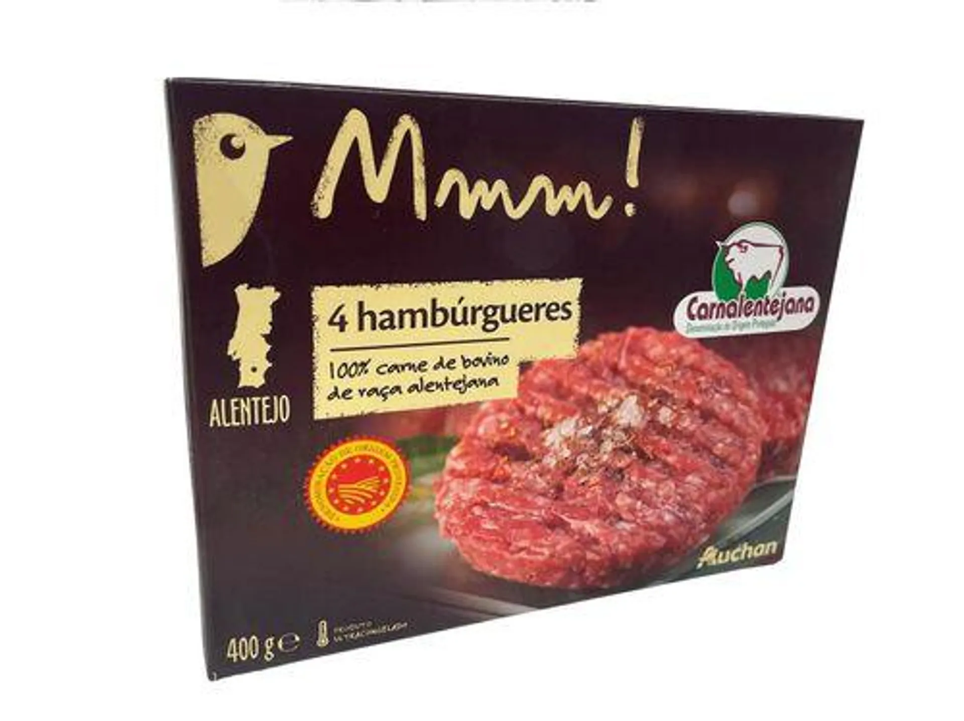 hambúrgueres dop auchan mmm! 100% bovino alentejano 400g